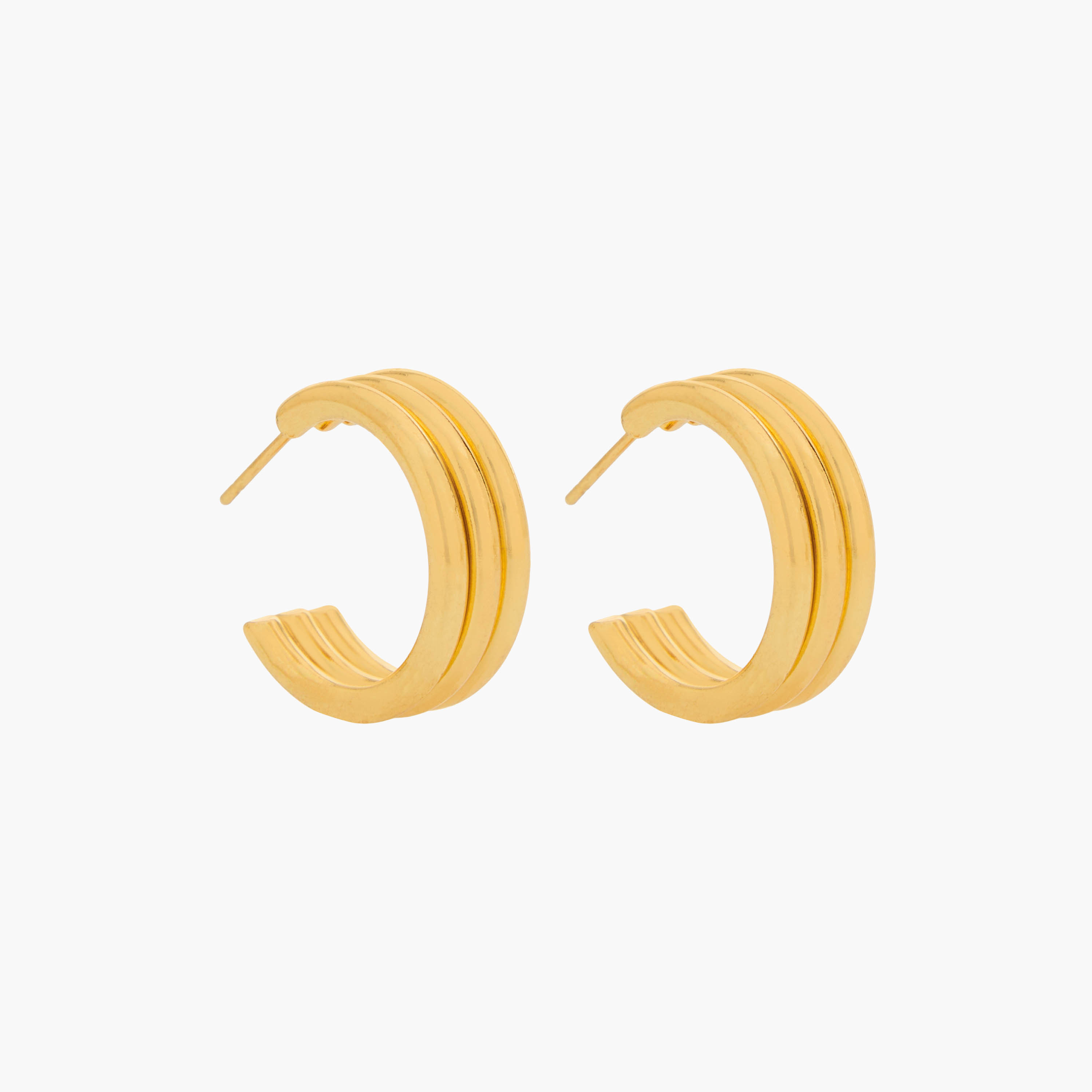 حلقان طوق ذهبية اللون بارزة اللون بمكبس إغلاق خلفي - طقم من 3 أزواج-women-watchesandjewellery-jewellery-earrings-image-4