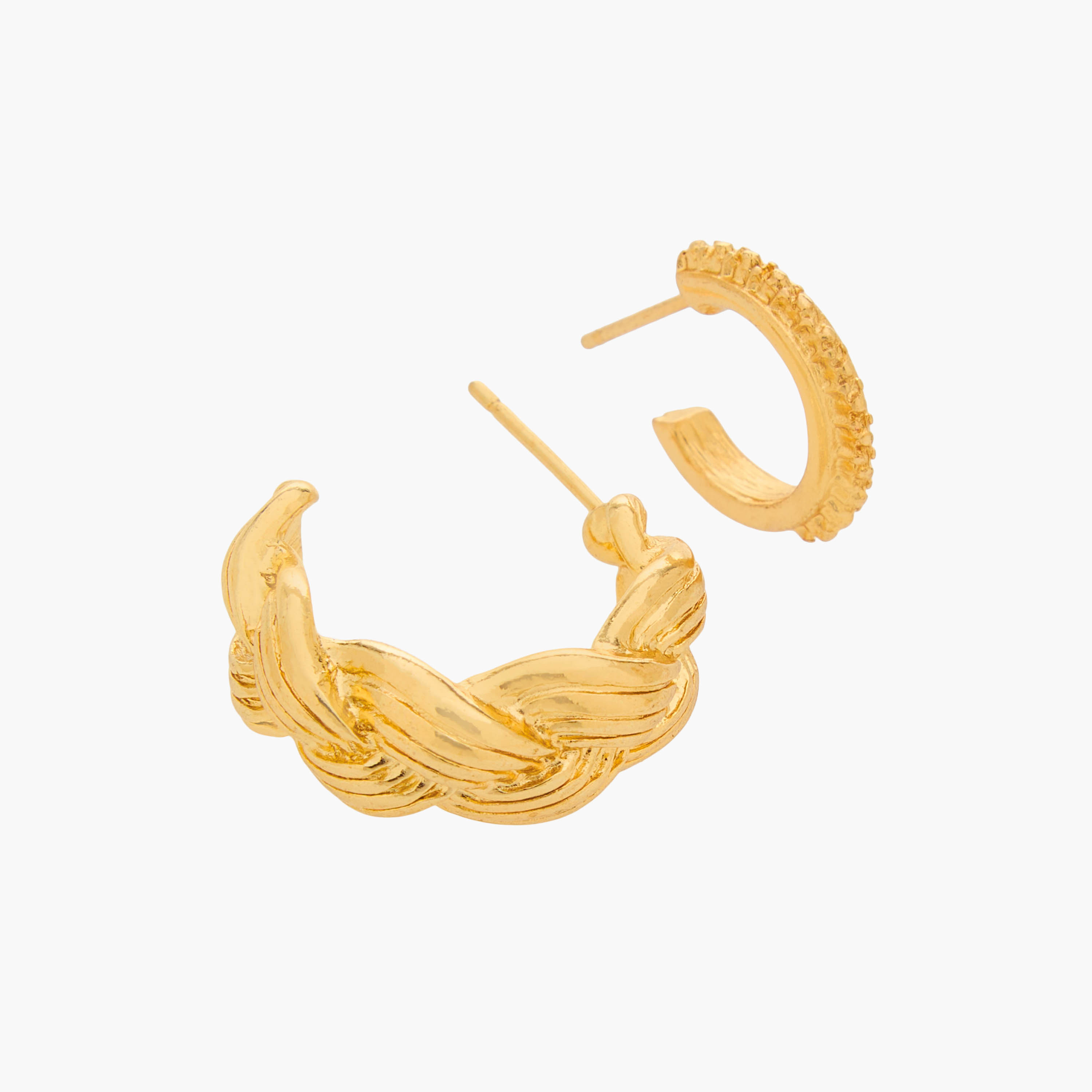 حلقان طوق ذهبية اللون بارزة اللون بمكبس إغلاق خلفي - طقم من 3 أزواج-women-watchesandjewellery-jewellery-earrings-image-5