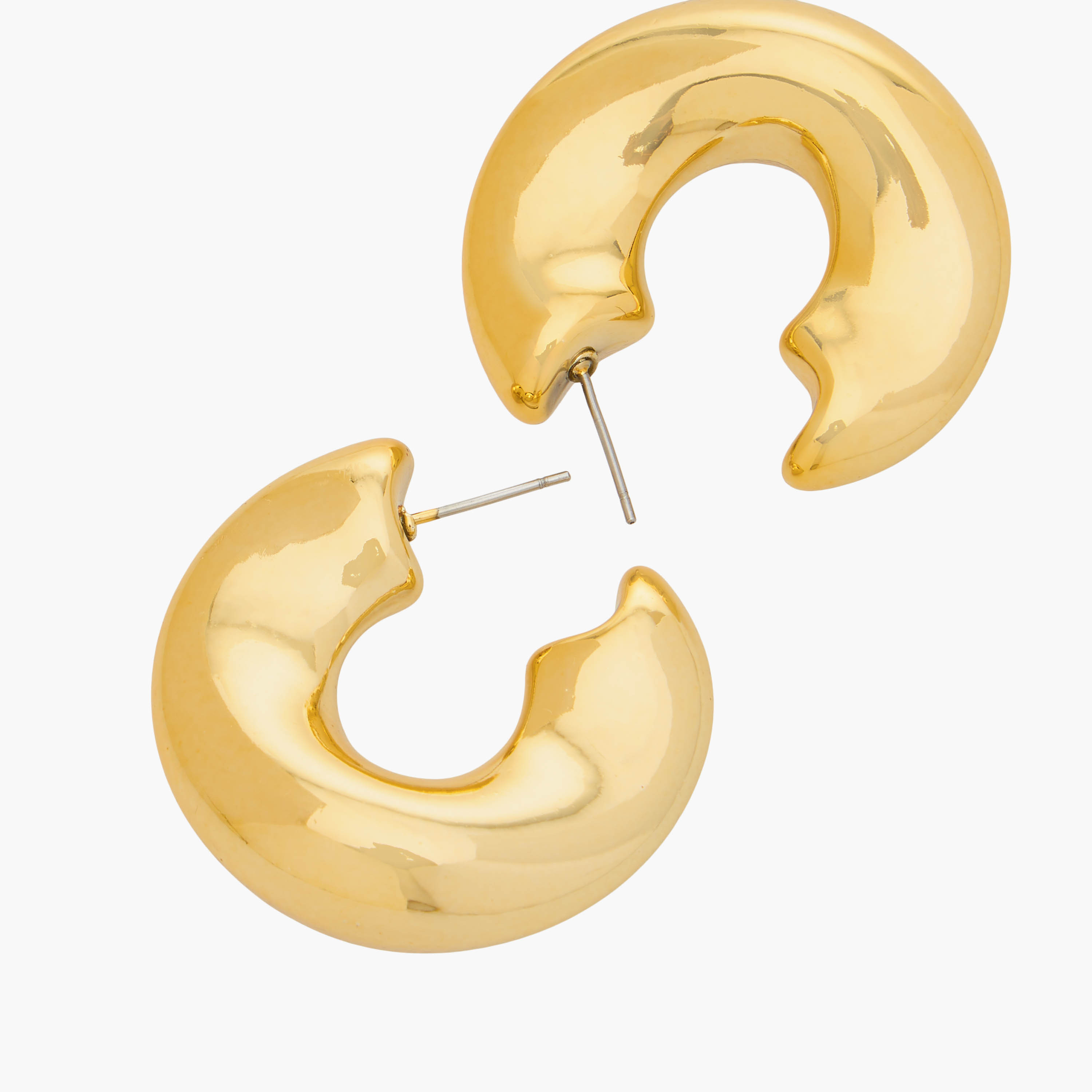 Gold Tone Hoop Earrings with Pushback closure-women-watchesandjewellery-jewellery-earrings-image-3