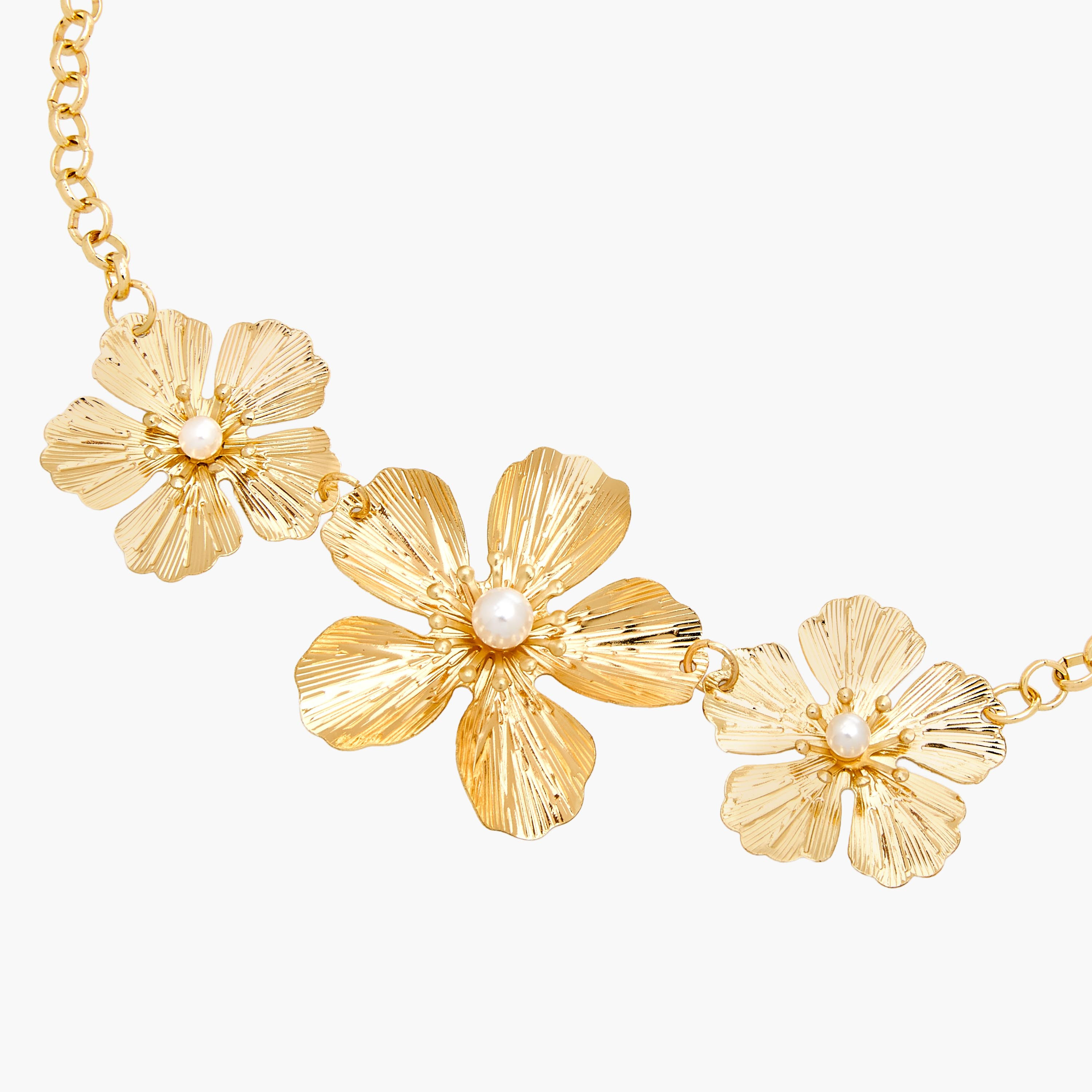 Gold Tone Necklace with Floral Design-women-watchesandjewellery-jewellery-necklacesandpendants-image-2