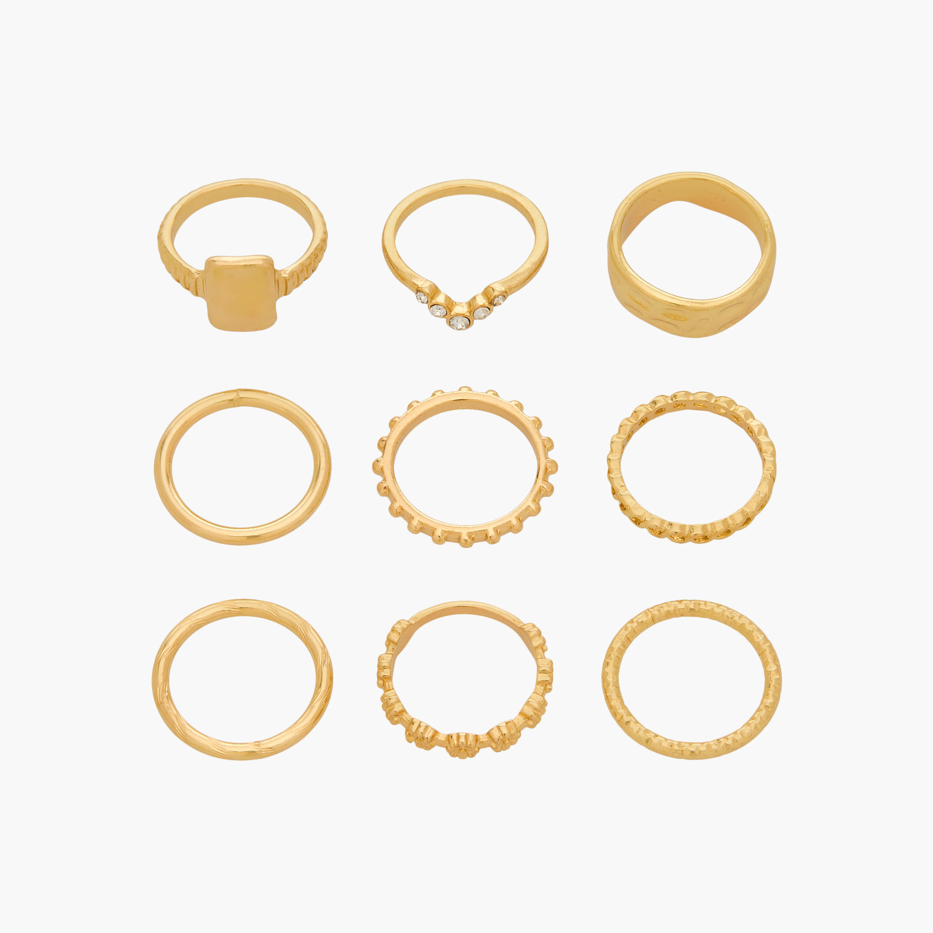 Set of 9 - Assorted Gold Tone Ring-women-watchesandjewellery-jewellery-rings-image-1