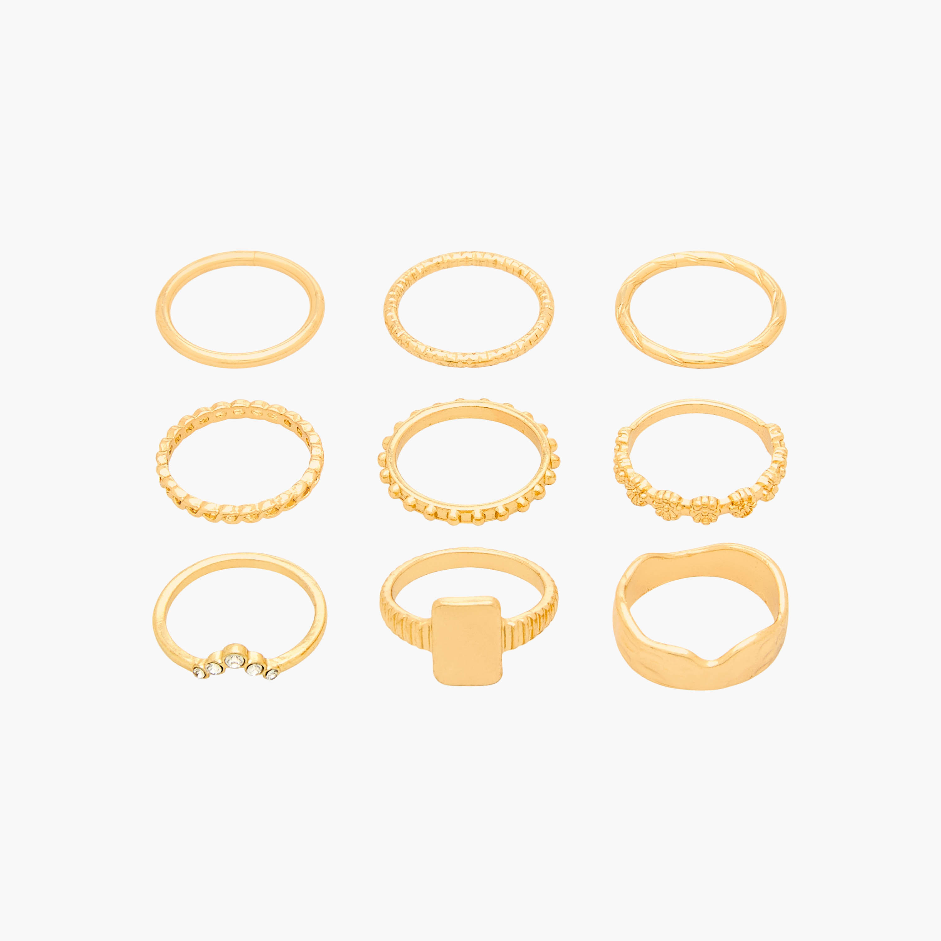 Set of 9 - Assorted Gold Tone Ring-women-watchesandjewellery-jewellery-rings-image-1