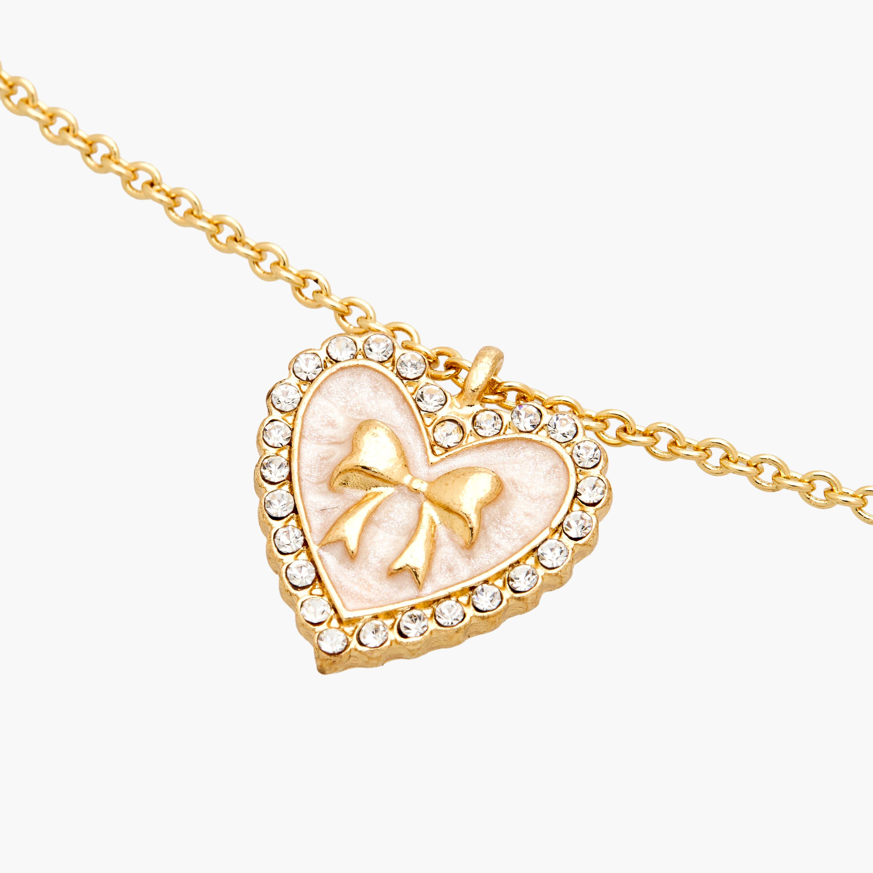 Gold Tone Necklace with Embellished Heart Pendant-women-watchesandjewellery-jewellery-necklacesandpendants-image-2