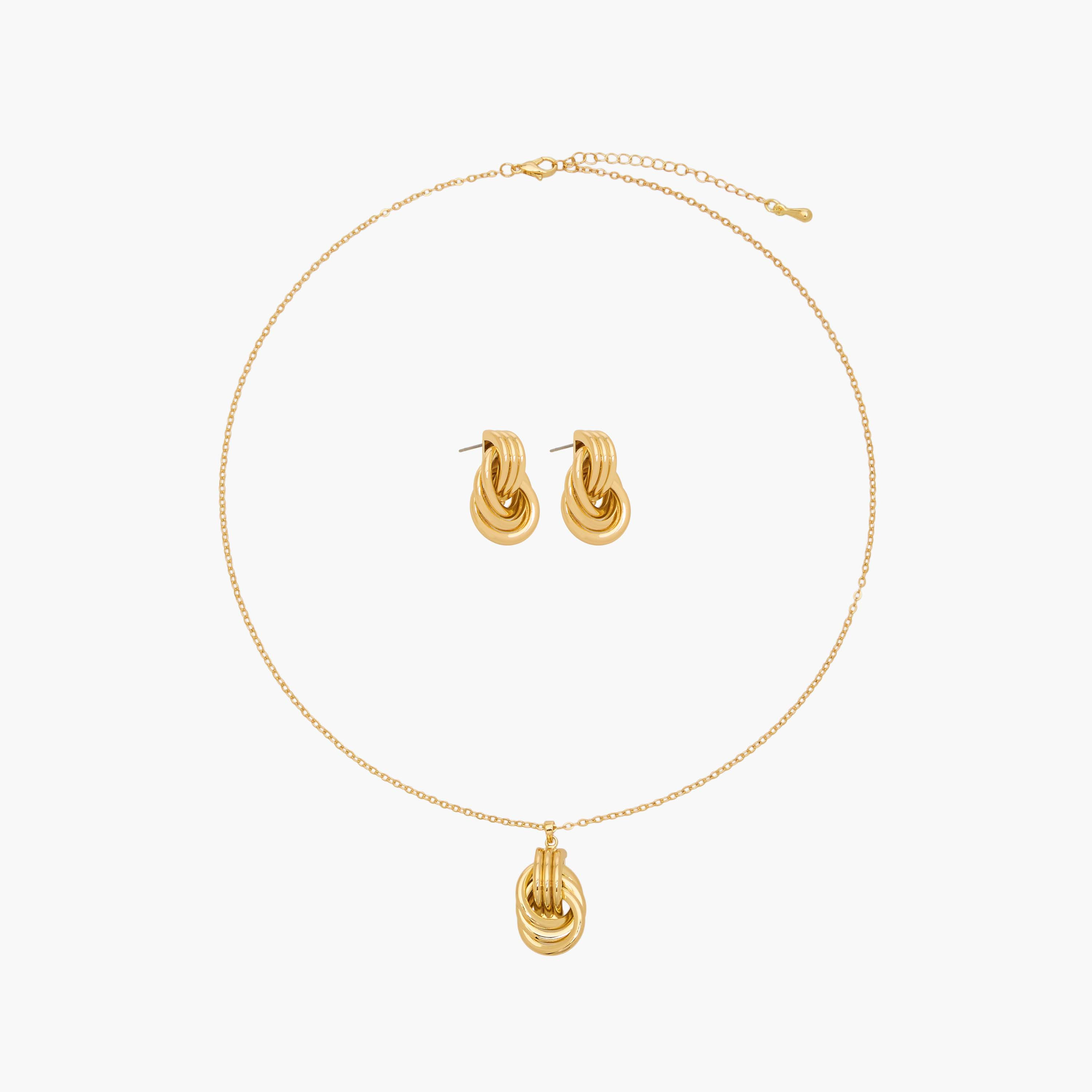 طقم حلقان وعقد بدلاية معقودة - قطعتين-women-watchesandjewellery-jewellery-jewellerysets-image-1