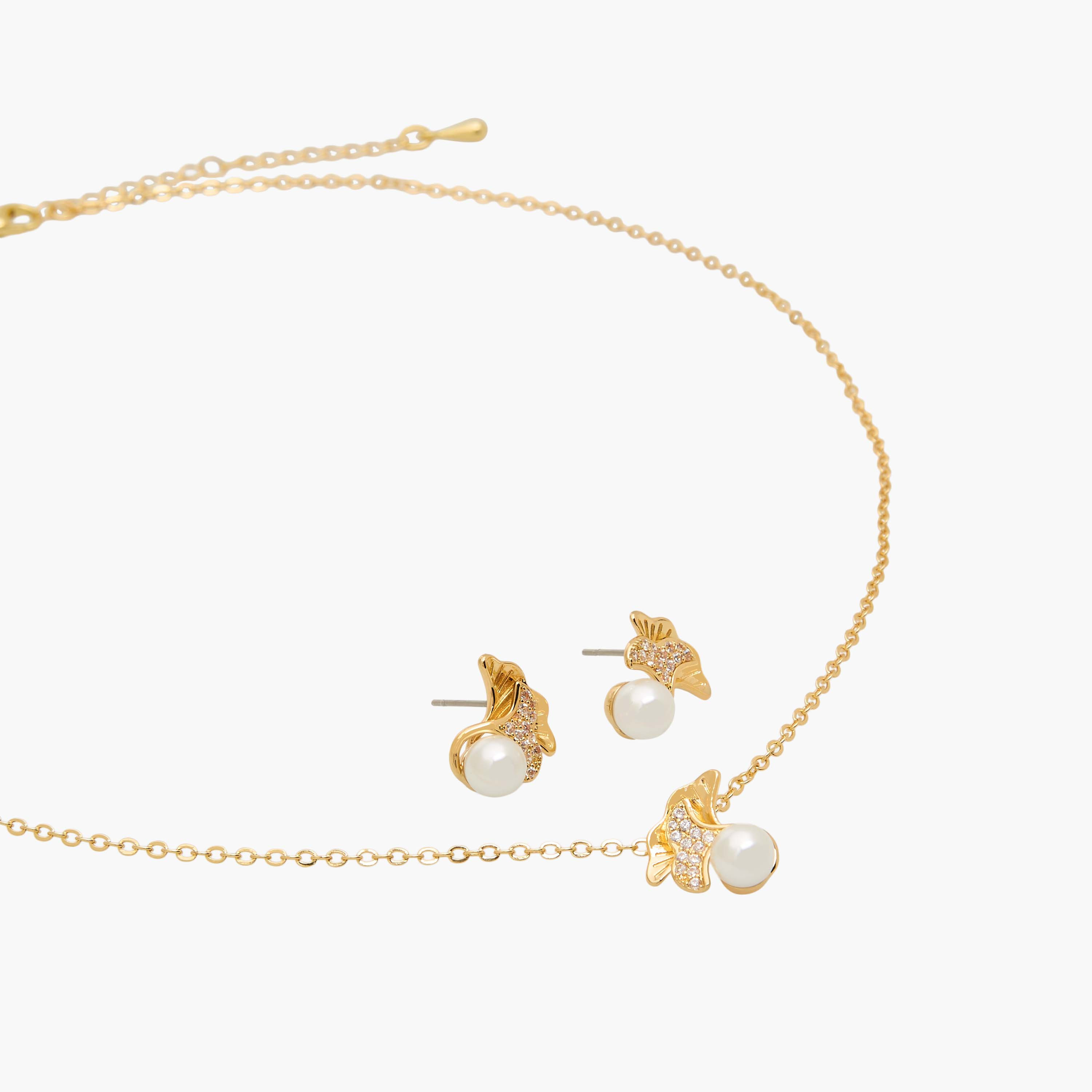 Set of 2 - Pearl Embellished Pendant Necklace and Earrings-women-watchesandjewellery-jewellery-jewellerysets-image-3