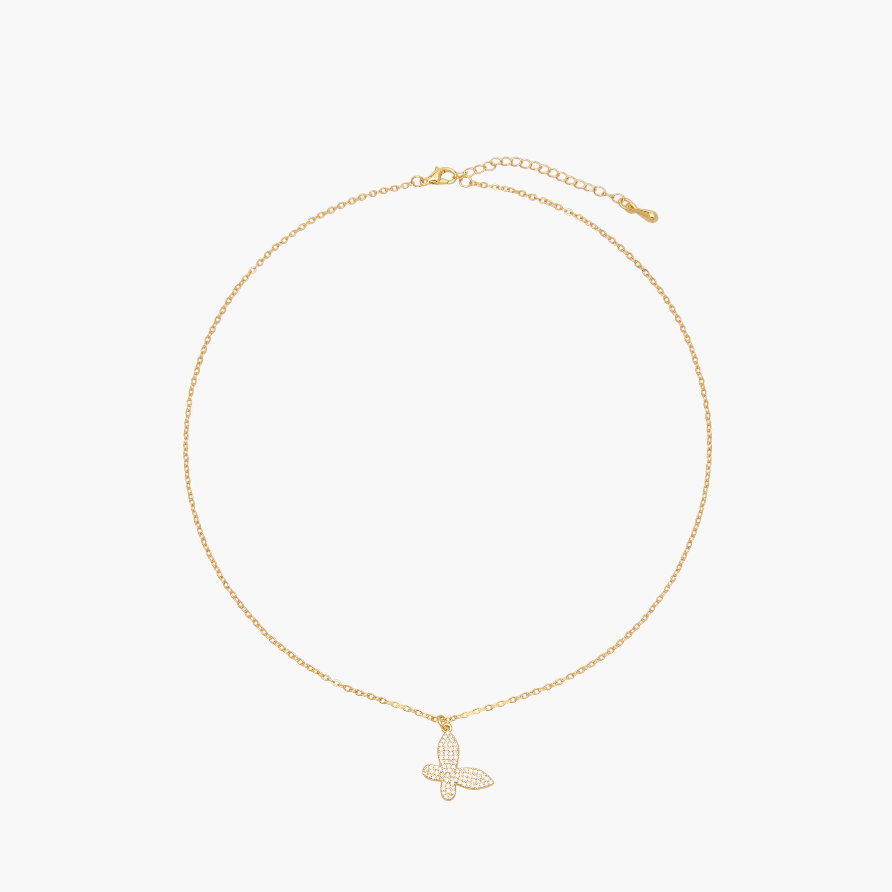 عقد بلون ذهبي بدلاية فراشة مزيّنة بحجر زركون مكعّب-women-watchesandjewellery-jewellery-necklacesandpendants-image-1