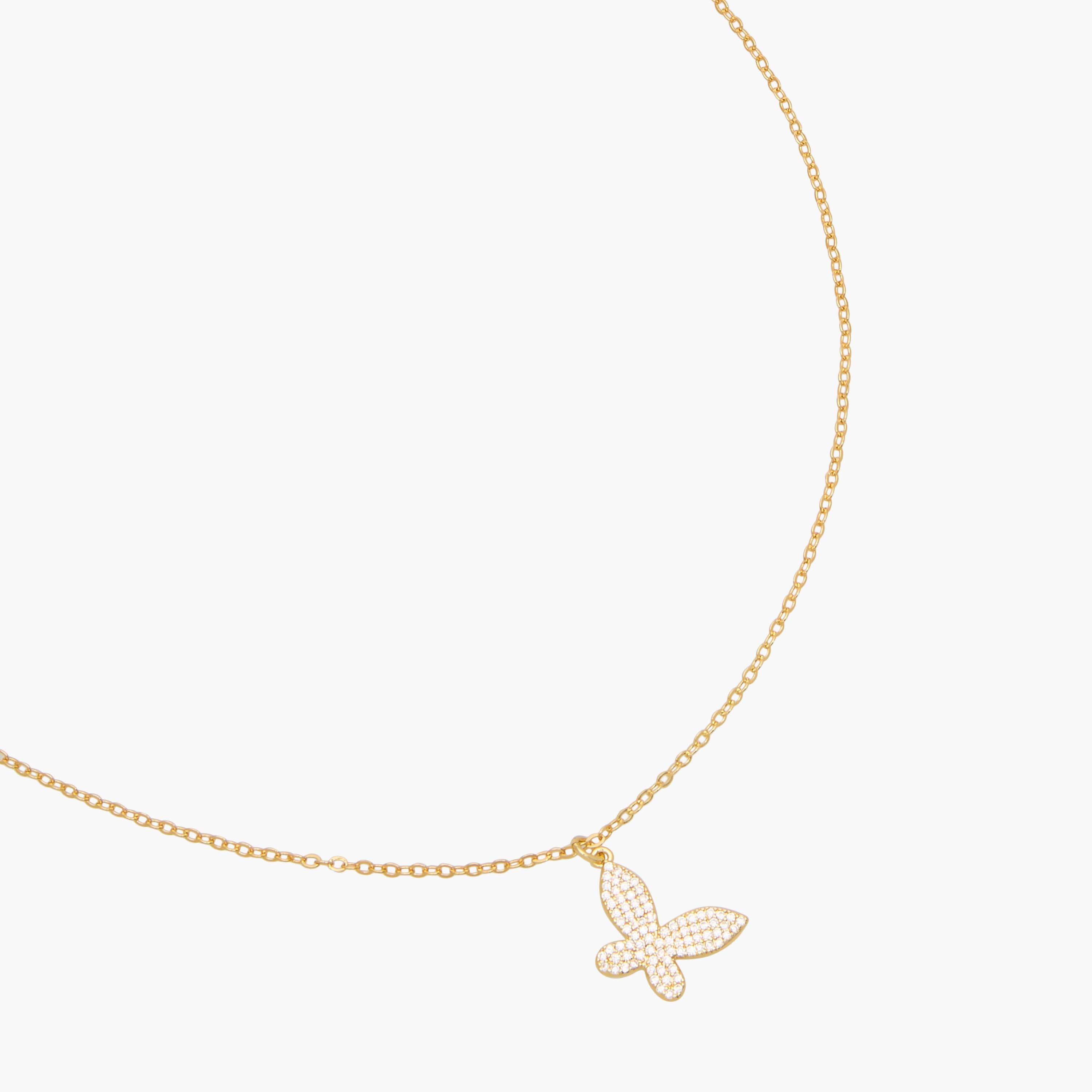 عقد بلون ذهبي بدلاية فراشة مزيّنة بحجر زركون مكعّب-women-watchesandjewellery-jewellery-necklacesandpendants-image-2