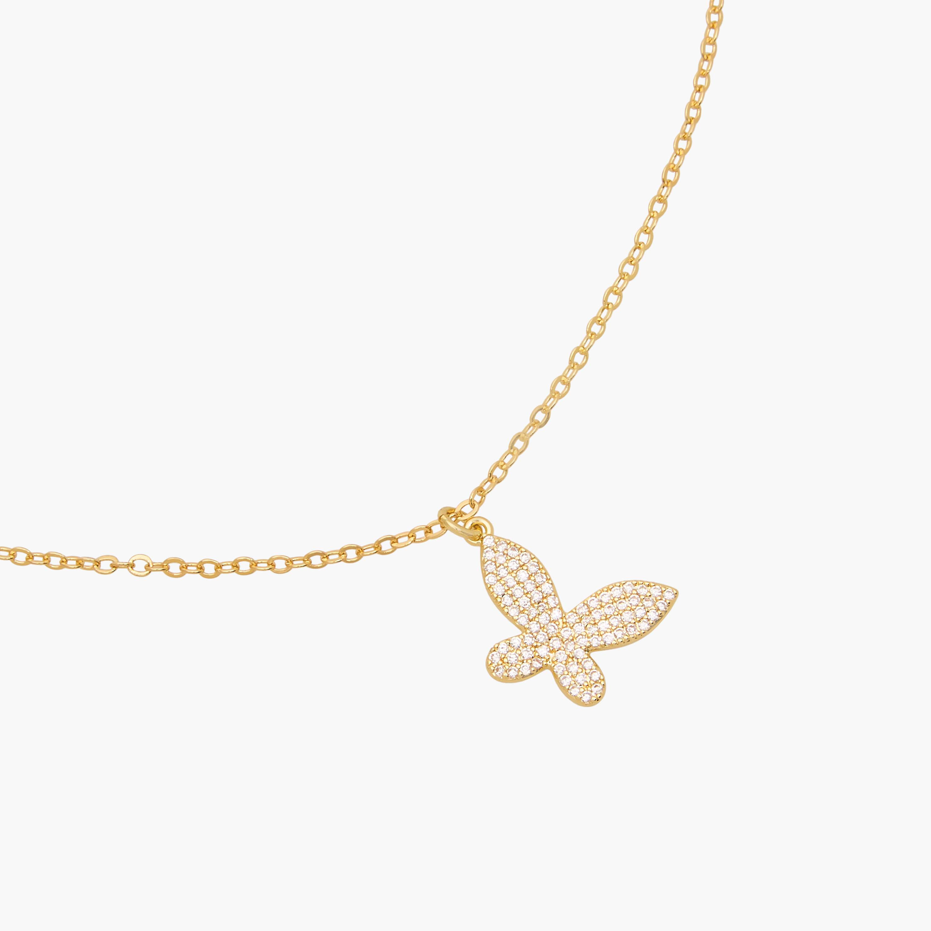 عقد بلون ذهبي بدلاية فراشة مزيّنة بحجر زركون مكعّب-women-watchesandjewellery-jewellery-necklacesandpendants-image-3
