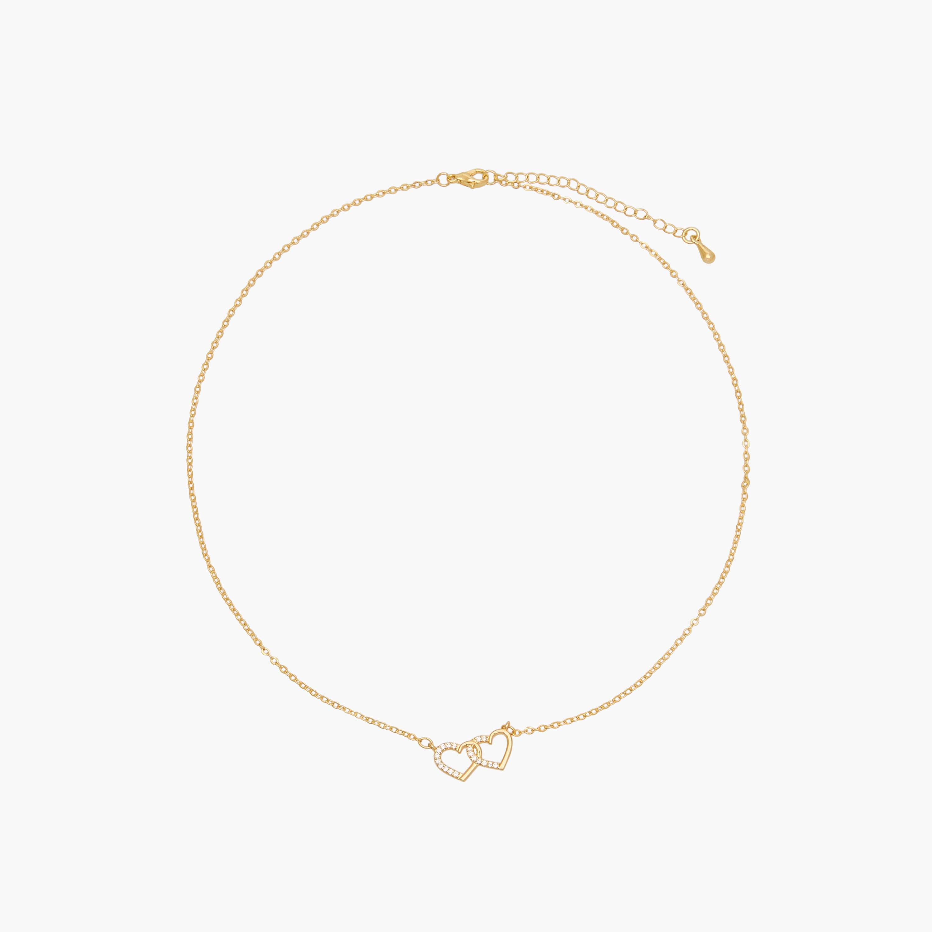 Gold Tone Necklace with Cubic Zirconia Heart Pendant-women-watchesandjewellery-jewellery-necklacesandpendants-image-1