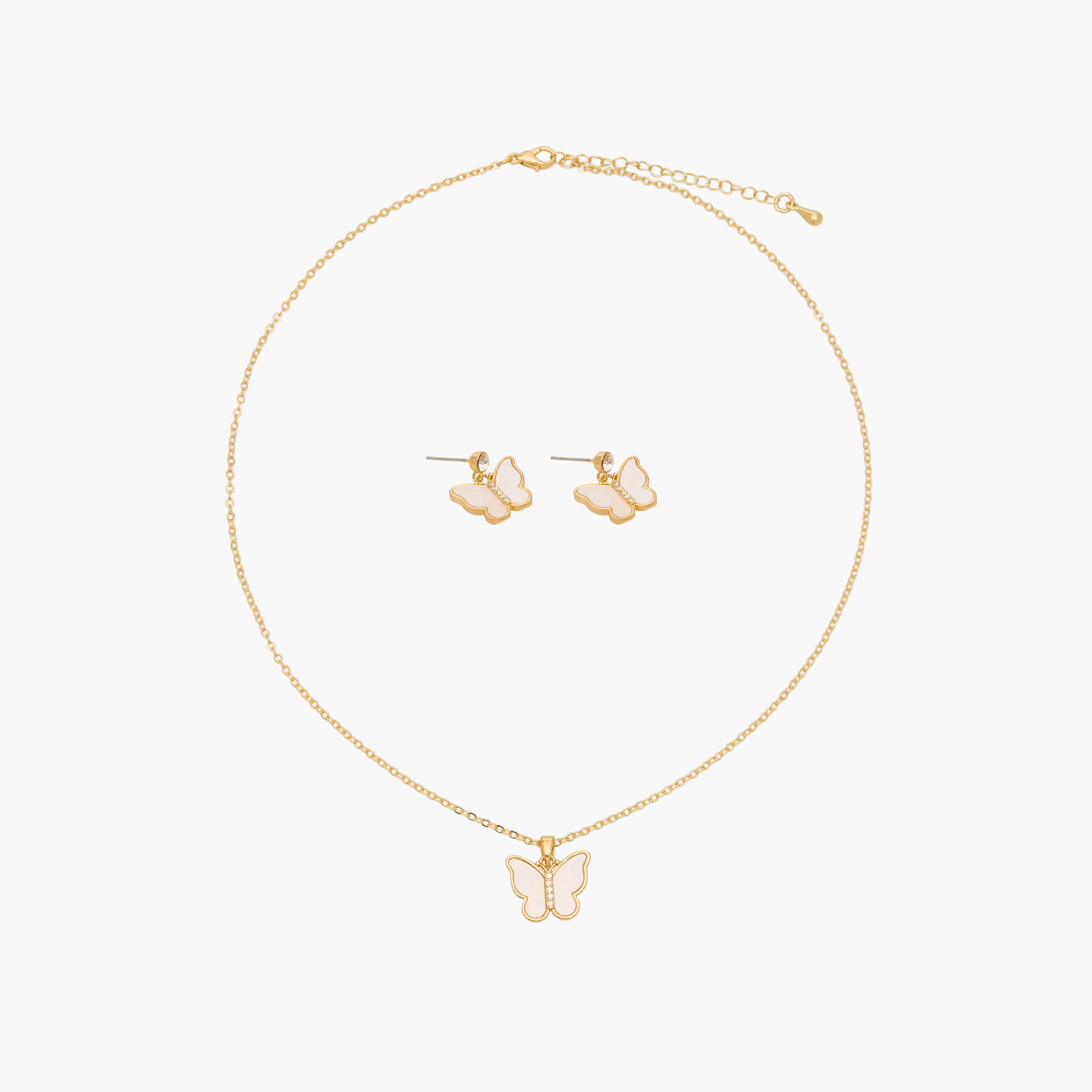 عقد وحلقان بدلاية فراشة - طقم من قطعتين-women-watchesandjewellery-jewellery-jewellerysets-image-1