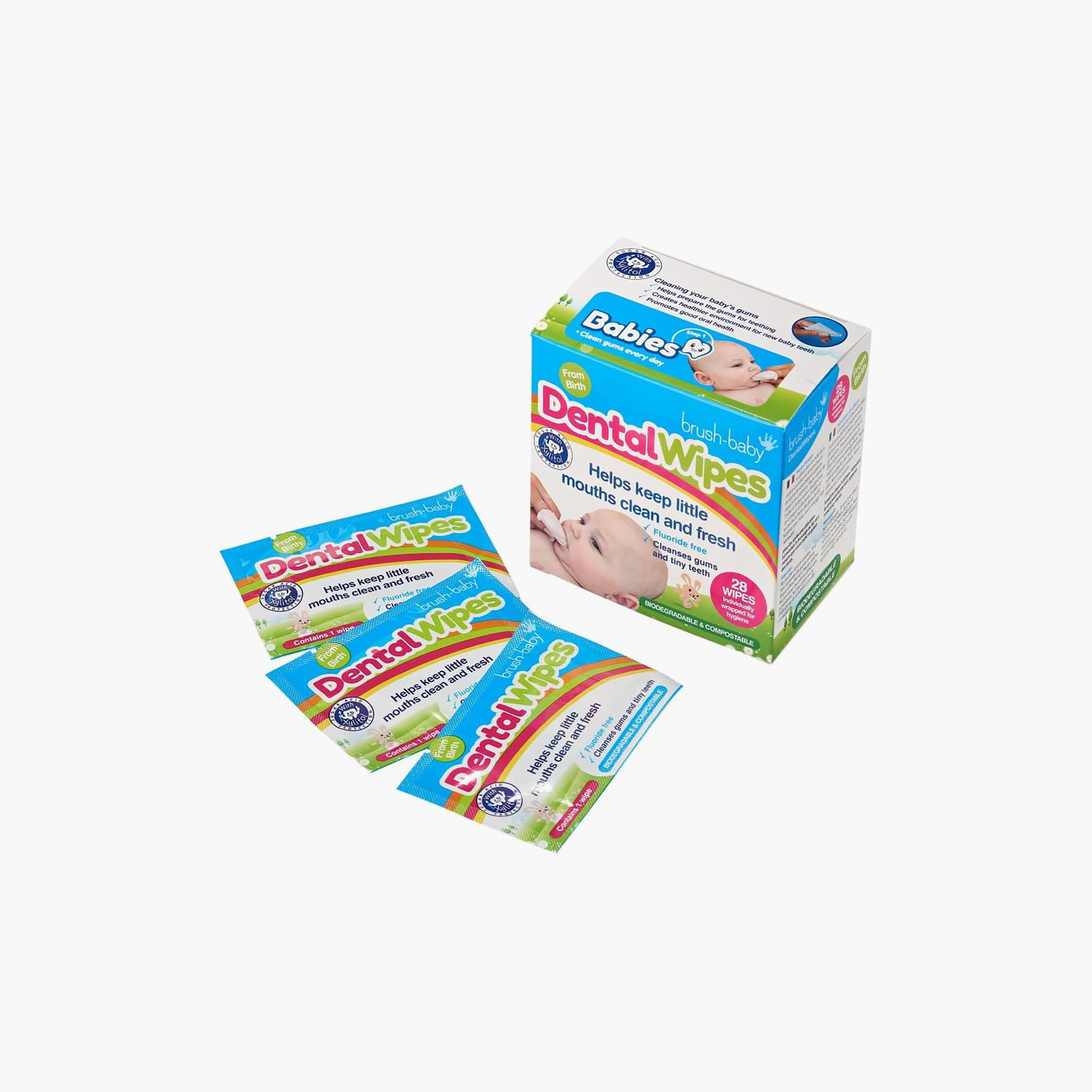 مناديل تنظيف أسنان الأطفال بالزيليتول من برش بيبي - عبوة من 28 قطعة-baby-bathandcare-oralcare-teethanddentalcare-image-1