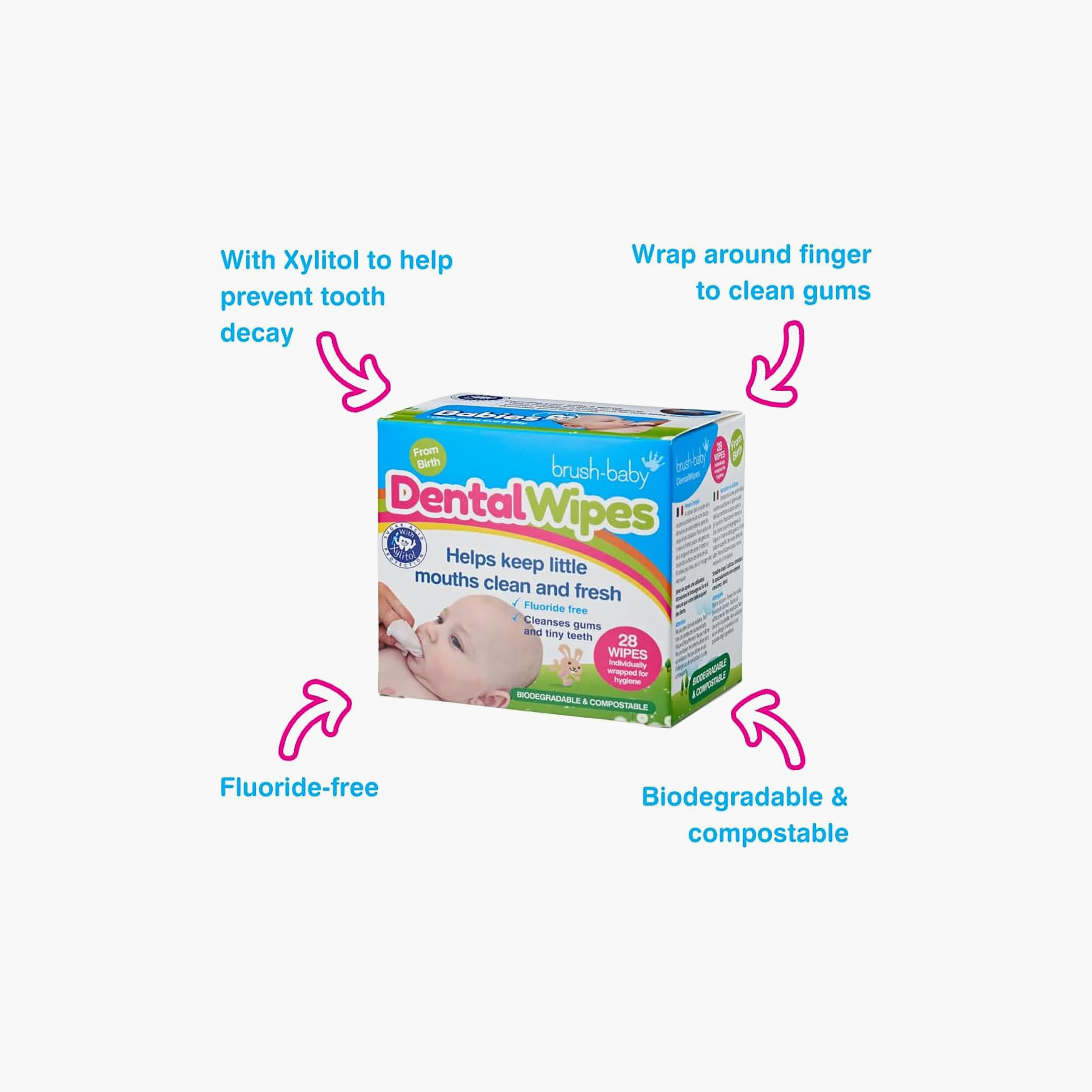 مناديل تنظيف أسنان الأطفال بالزيليتول من برش بيبي - عبوة من 28 قطعة-baby-bathandcare-oralcare-teethanddentalcare-image-3
