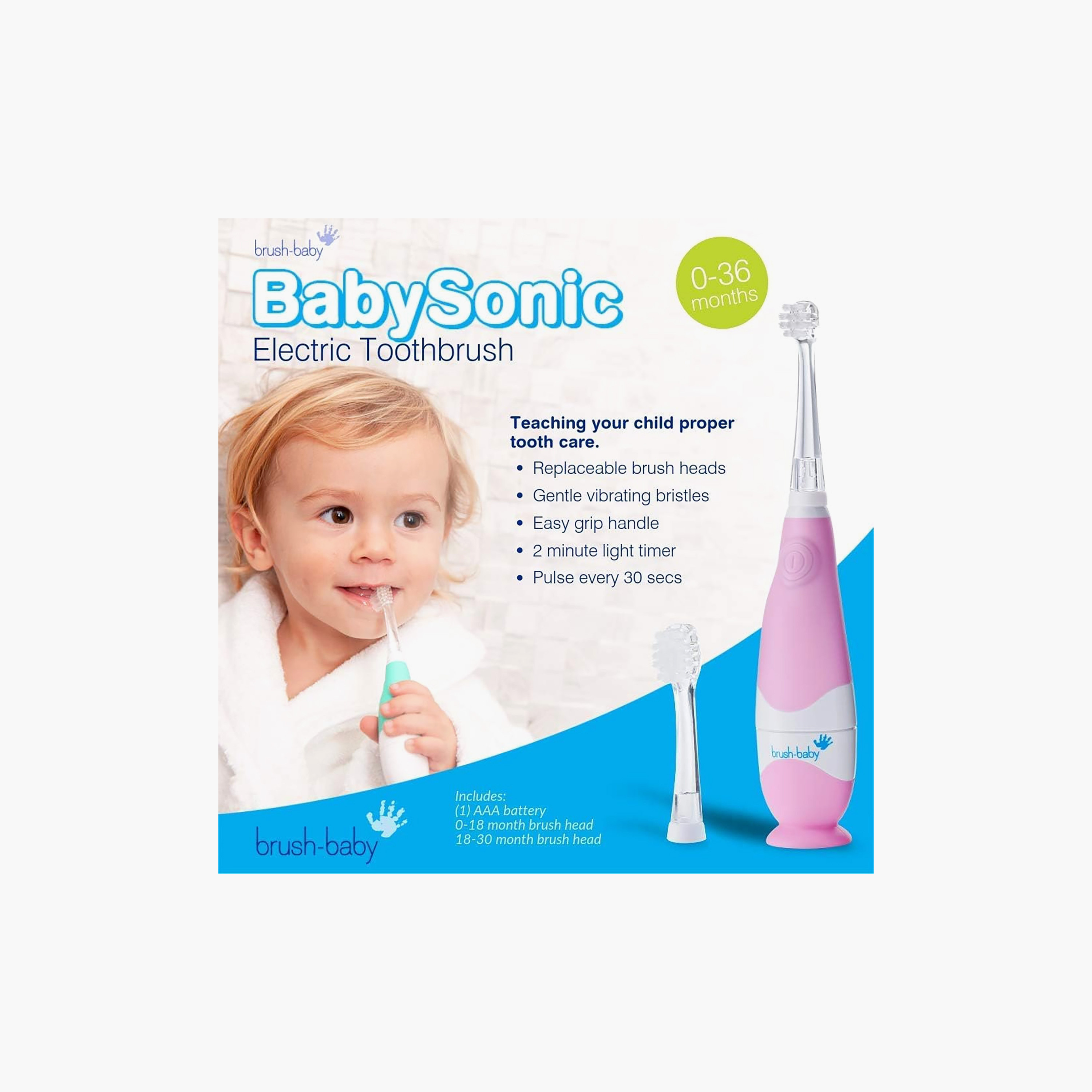 فرشاة أسنان كهربائية للعناية بأسنان الأطفال بمقبض سهل الإمساك من برش بيبي-baby-bathandcare-oralcare-teethanddentalcare-image-2