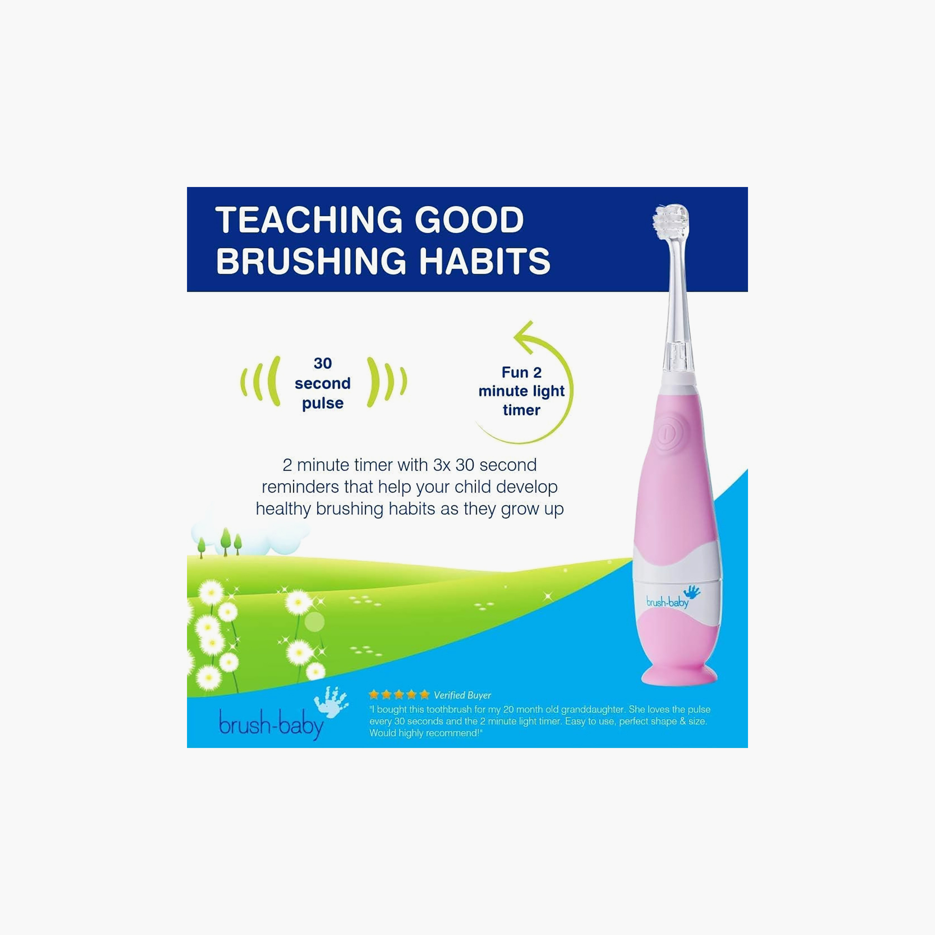 فرشاة أسنان كهربائية للعناية بأسنان الأطفال بمقبض سهل الإمساك من برش بيبي-baby-bathandcare-oralcare-teethanddentalcare-image-6