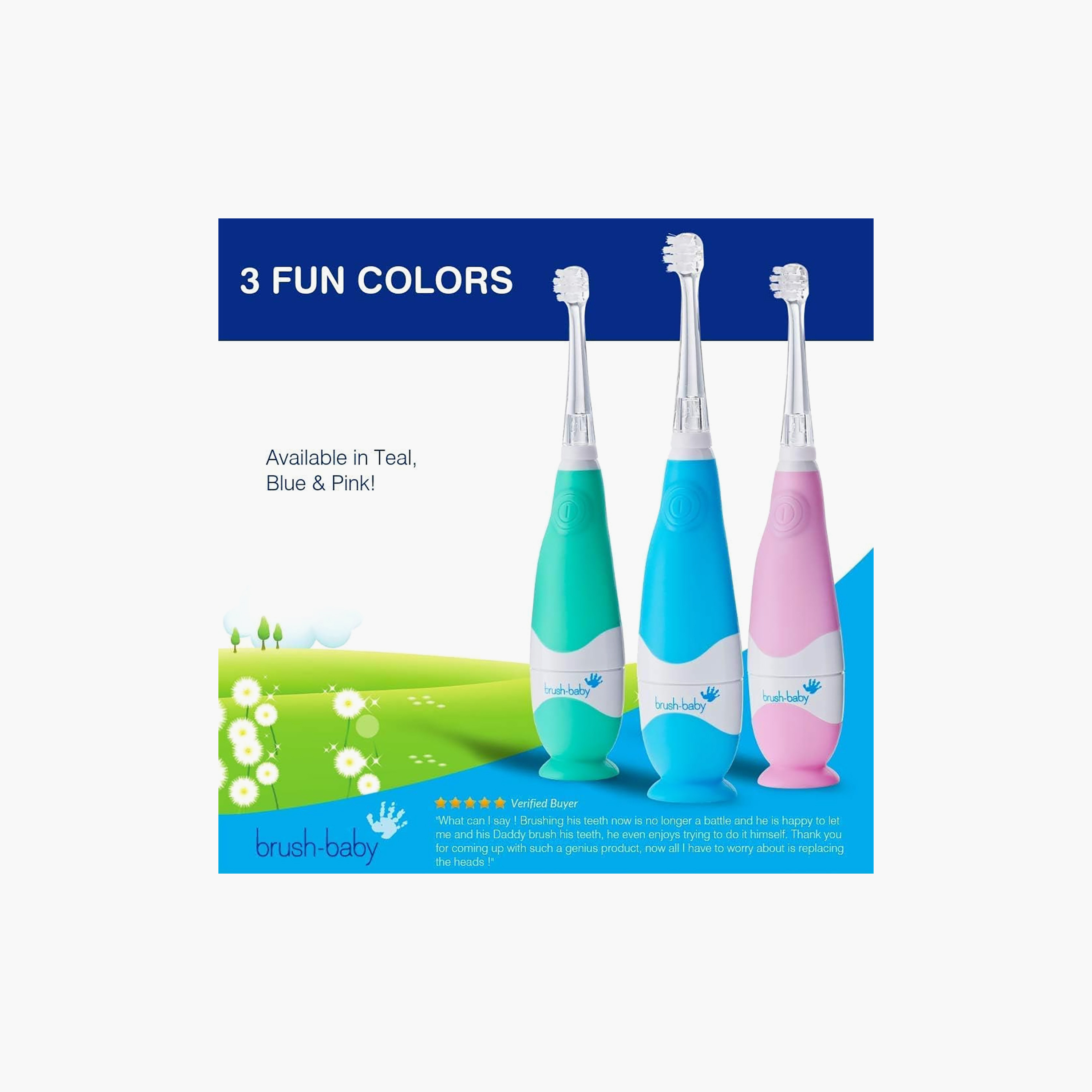 فرشاة أسنان كهربائية للعناية بأسنان الأطفال بمقبض سهل الإمساك من برش بيبي-baby-bathandcare-oralcare-teethanddentalcare-image-8