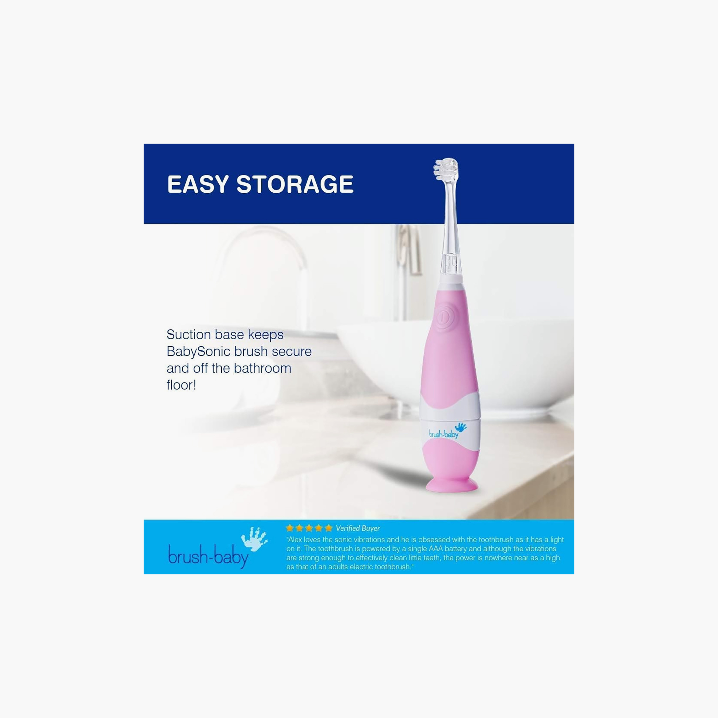 فرشاة أسنان كهربائية للعناية بأسنان الأطفال بمقبض سهل الإمساك من برش بيبي-baby-bathandcare-oralcare-teethanddentalcare-image-9