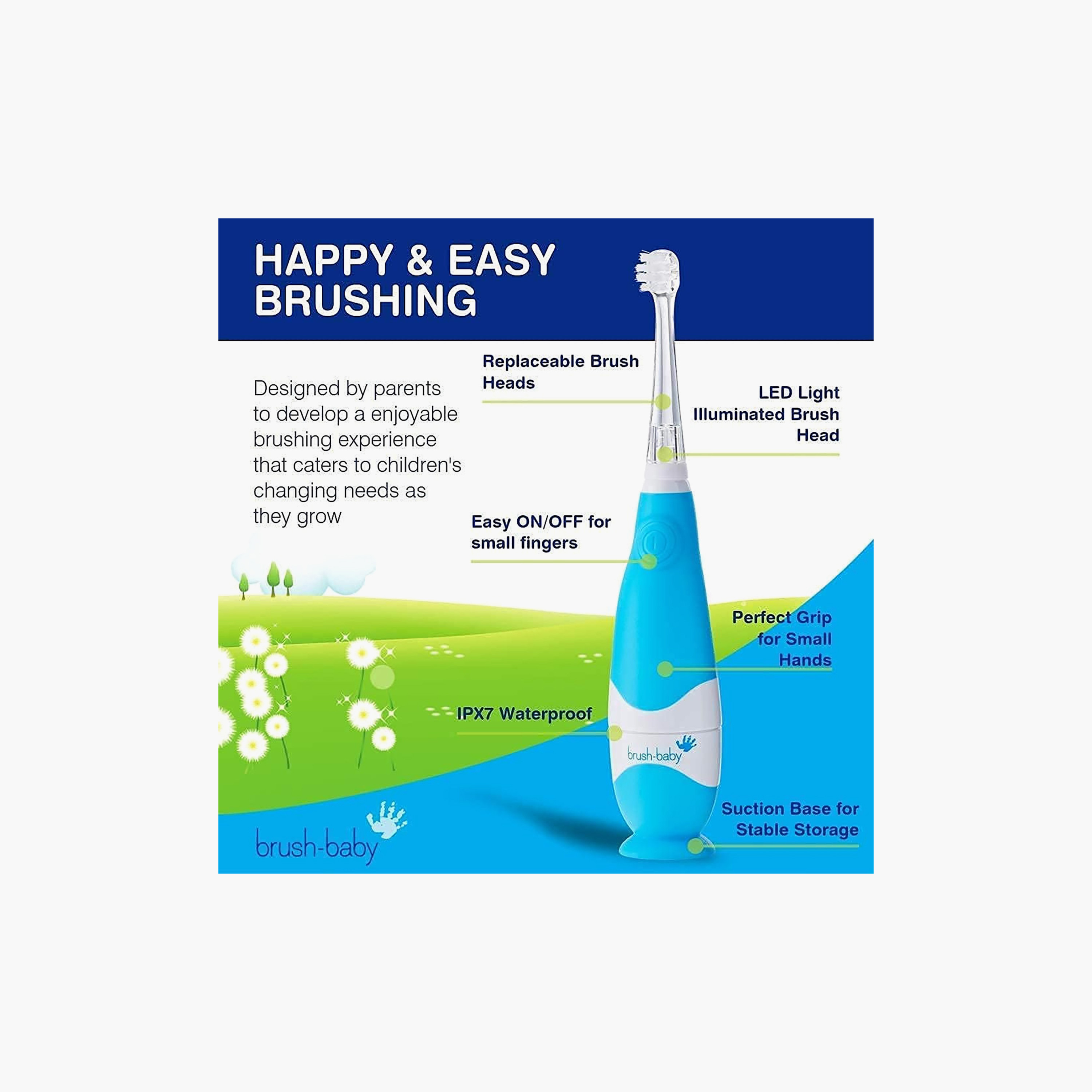 Brush Baby Teeth and Dental Care Electric Toothbrush with Easy Grip Handle-baby-bathandcare-oralcare-teethanddentalcare-image-2
