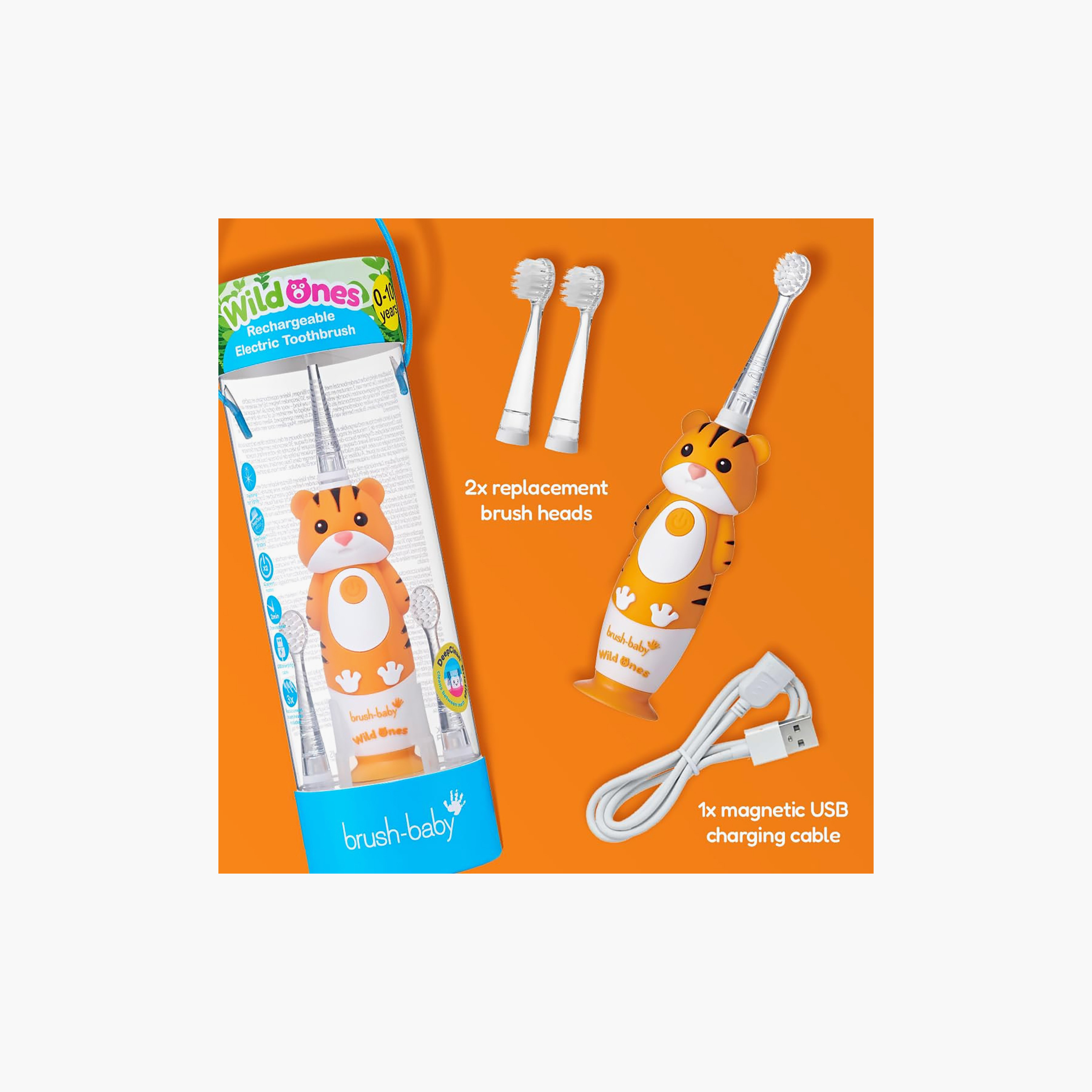 فرشاة أسنان وايلد وانز قابلة لإعادة الشحن مع رؤوس فرشاة من براش بيبي-baby-bathandcare-hairbodyskincare-image-9