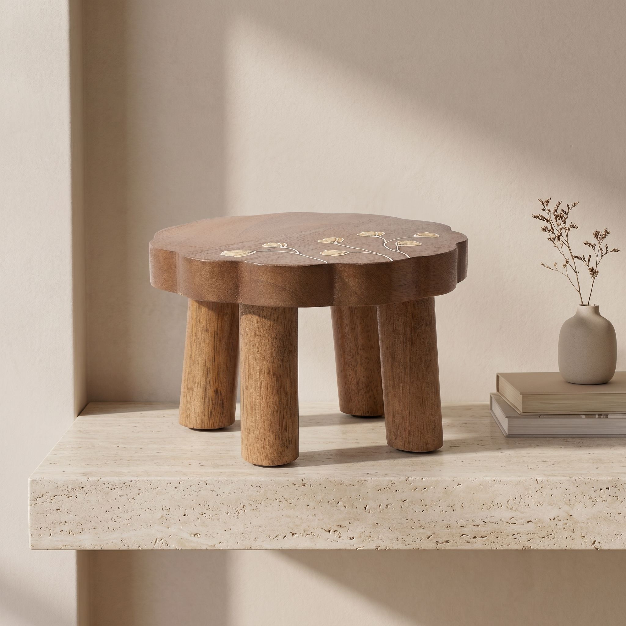 Floral Design Wooden Plant Stand - 20x13 cms-household-gardenandoutdoor-potsandplanters-planters-image-1