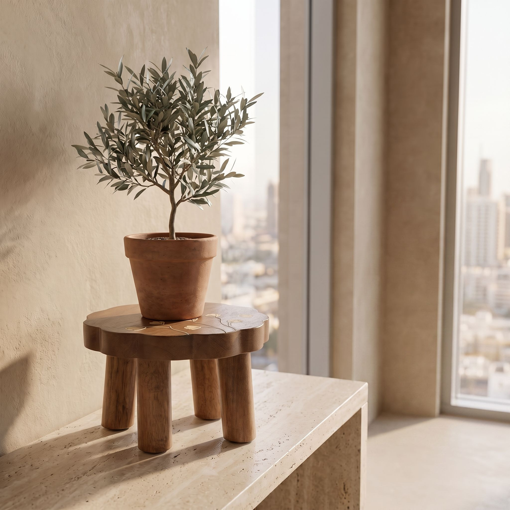 Floral Design Wooden Plant Stand - 20x13 cms-household-gardenandoutdoor-potsandplanters-planters-image-2