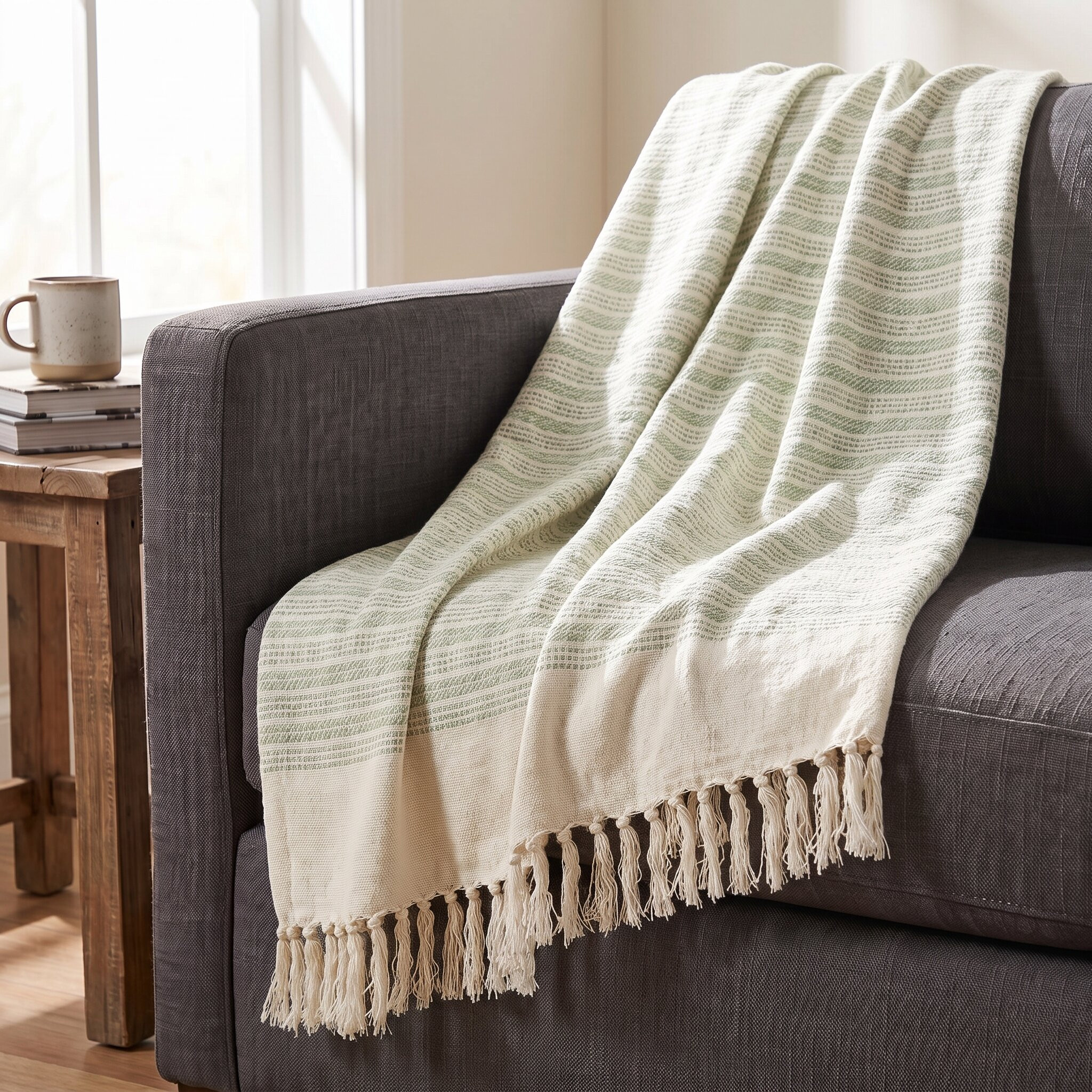 شرشف قطن مخطط - 125x150 سم-household-cushionsandthrows-throwsandblankets-throws-image-1