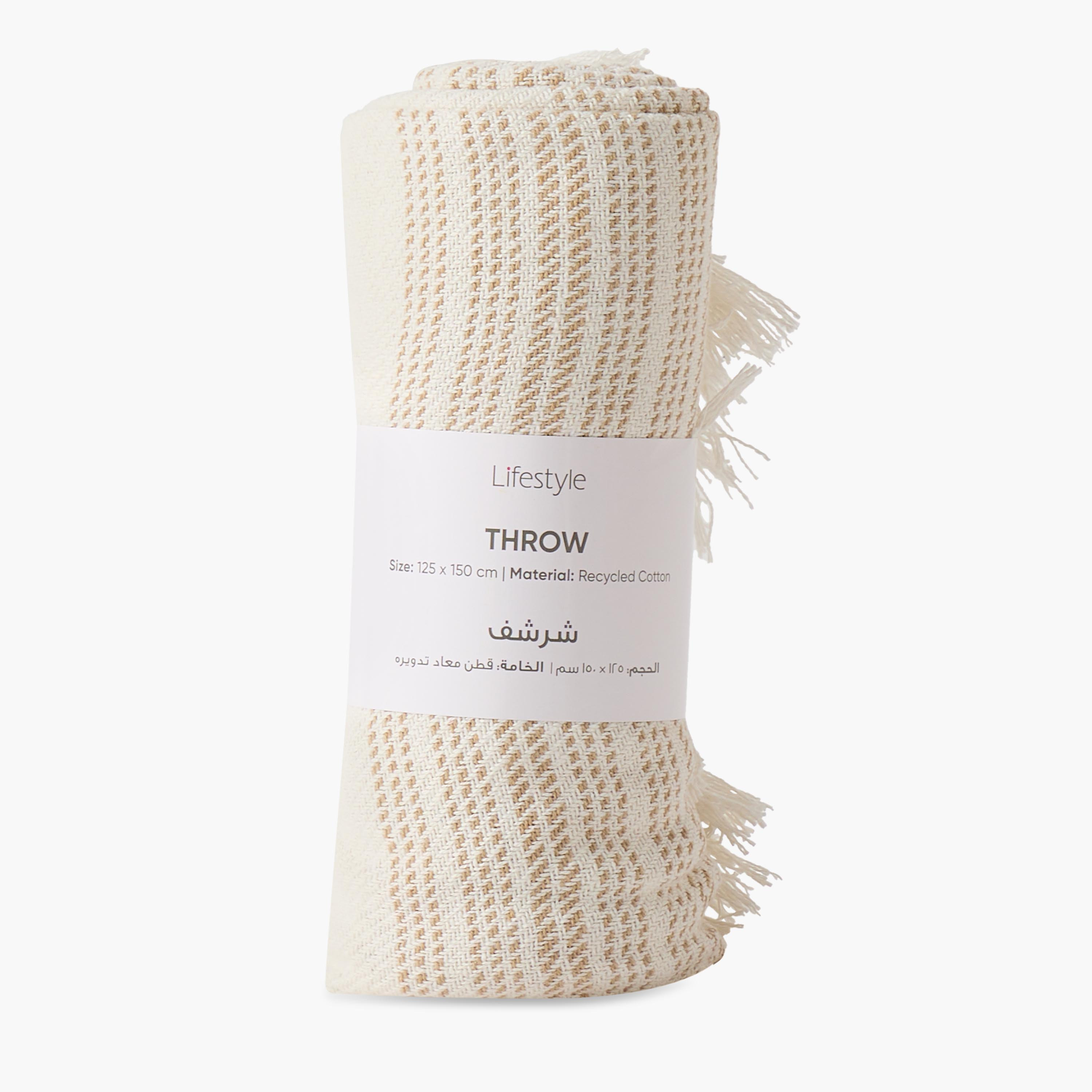 شرشف قطن مخطط - 125x150 سم-household-cushionsandthrows-throwsandblankets-throws-image-4