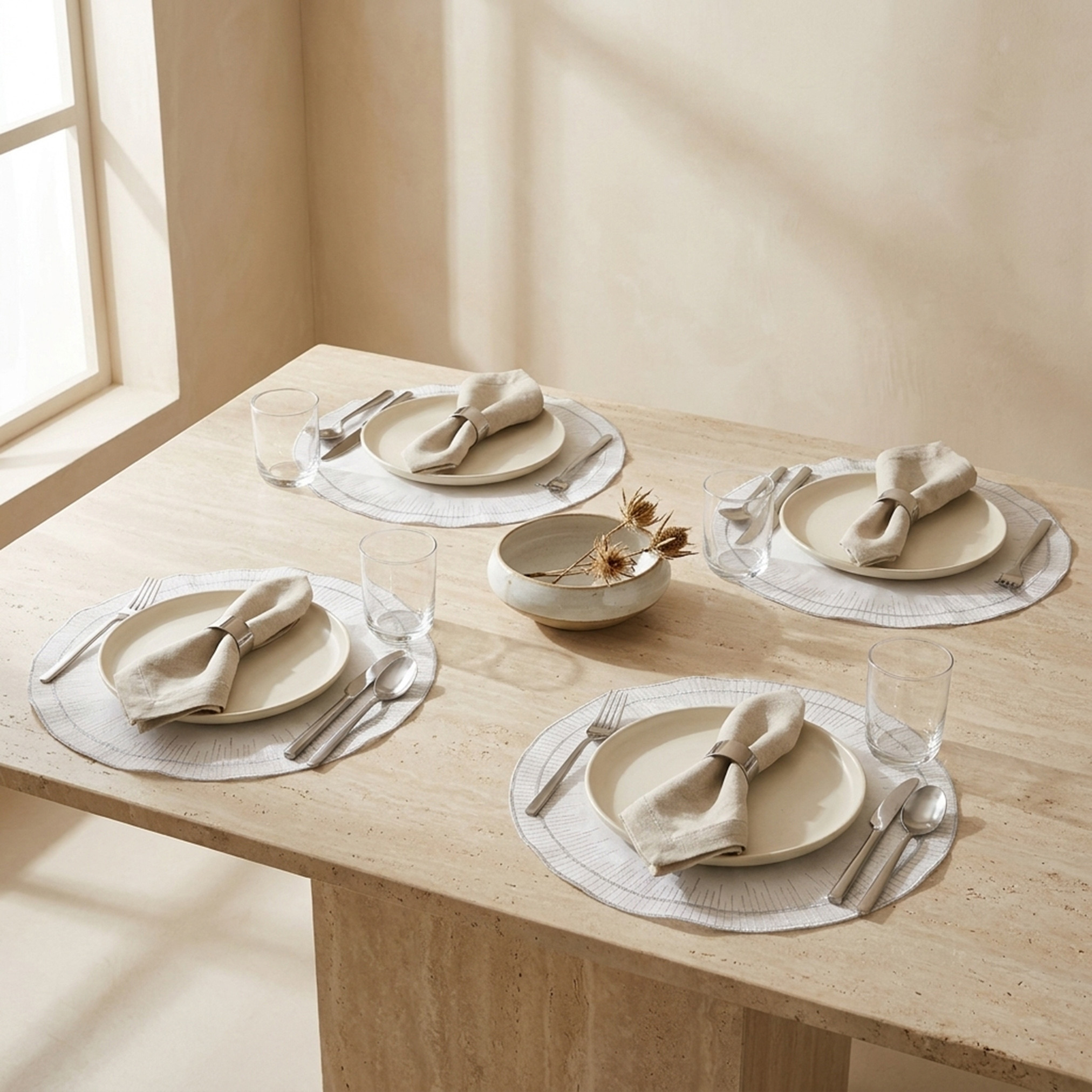 طقم لبادة صحون مطرزة 4 قطع من نيما - 38 سم-household-dining-tablelinen-placemats-image-2