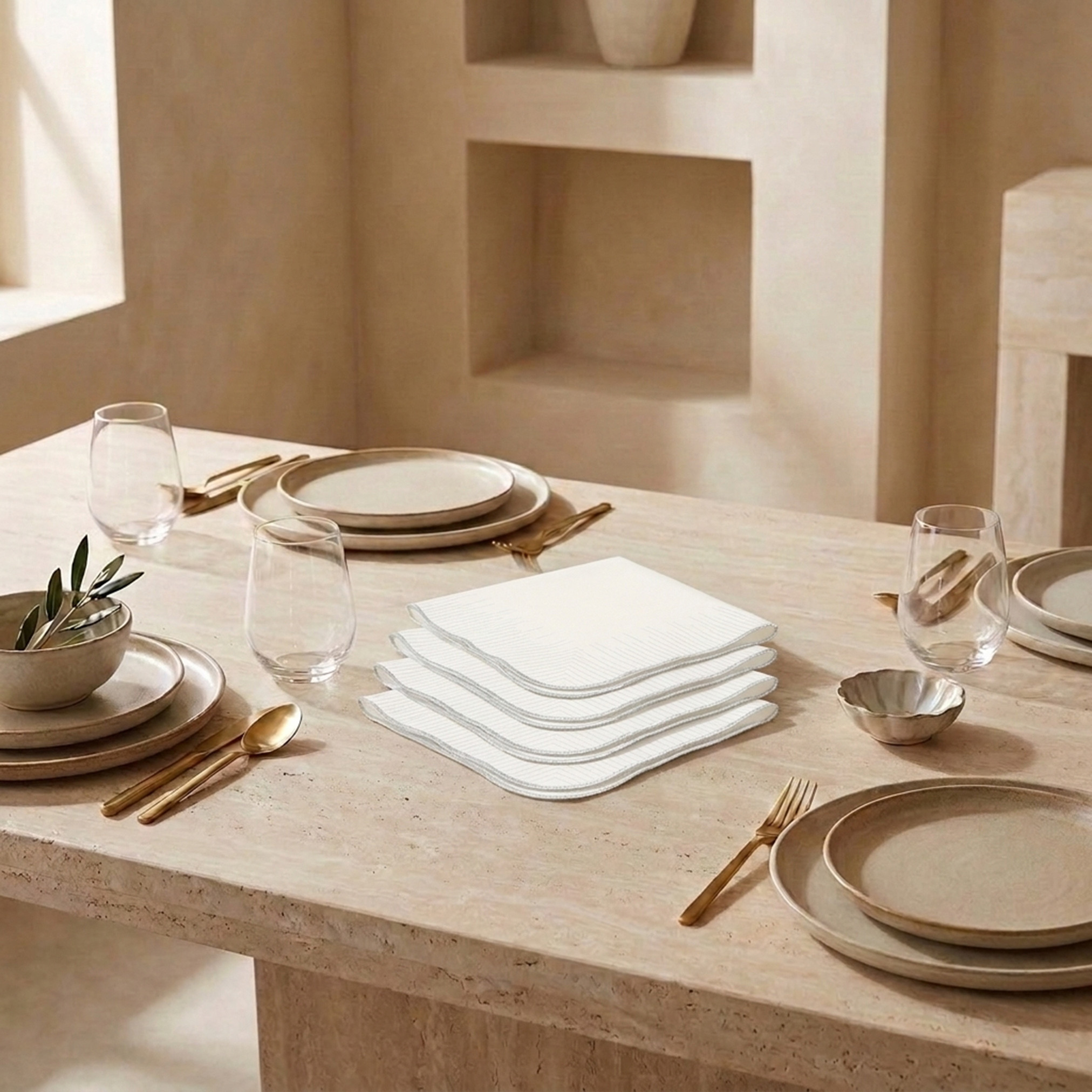 Nehma 4-Piece Embroidered Napkin Set - 45x45 cms-household-dining-tablelinen-napkinsandaccessories-image-2