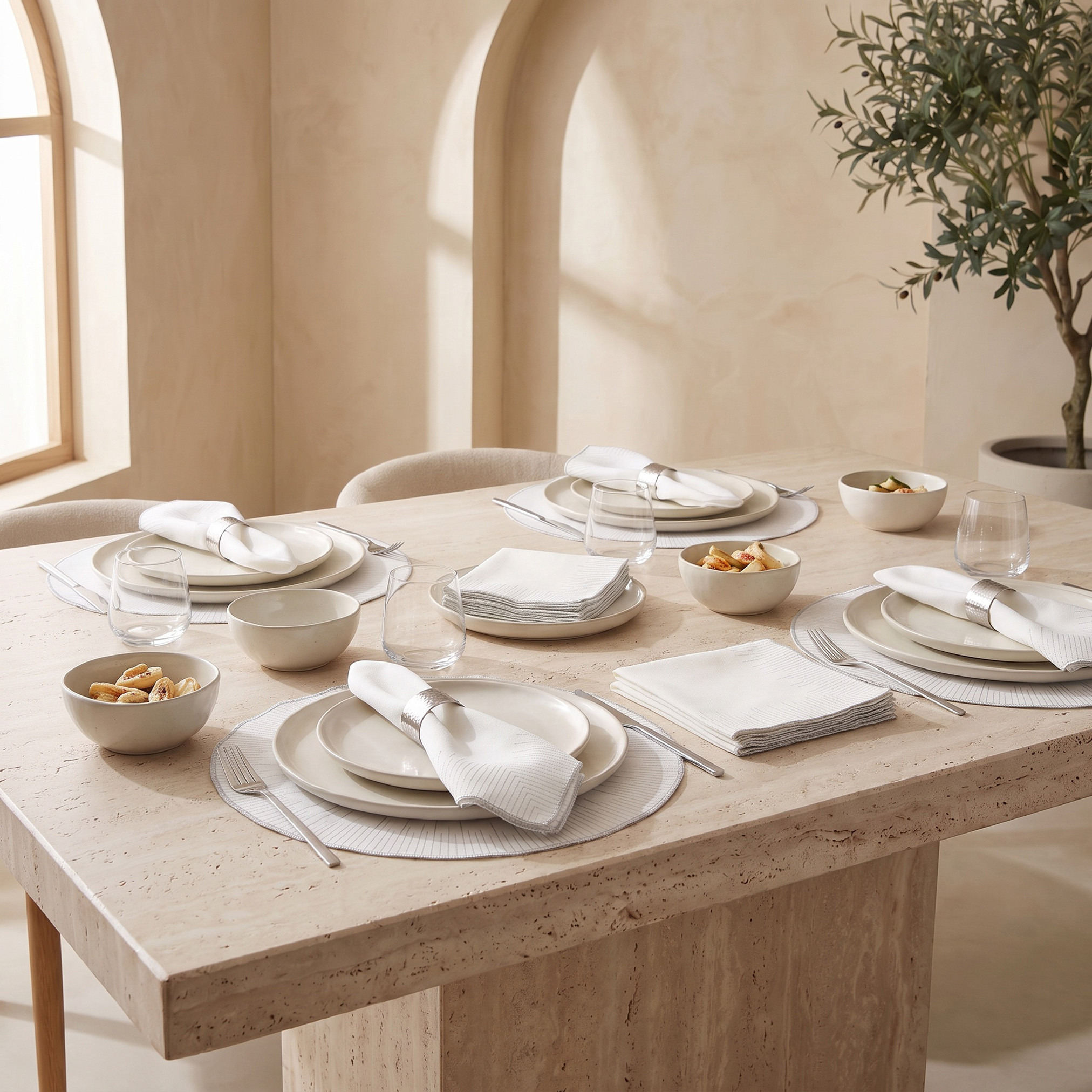 Nehma 4-Piece Embroidered Napkin Set - 45x45 cms-household-dining-tablelinen-napkinsandaccessories-image-4