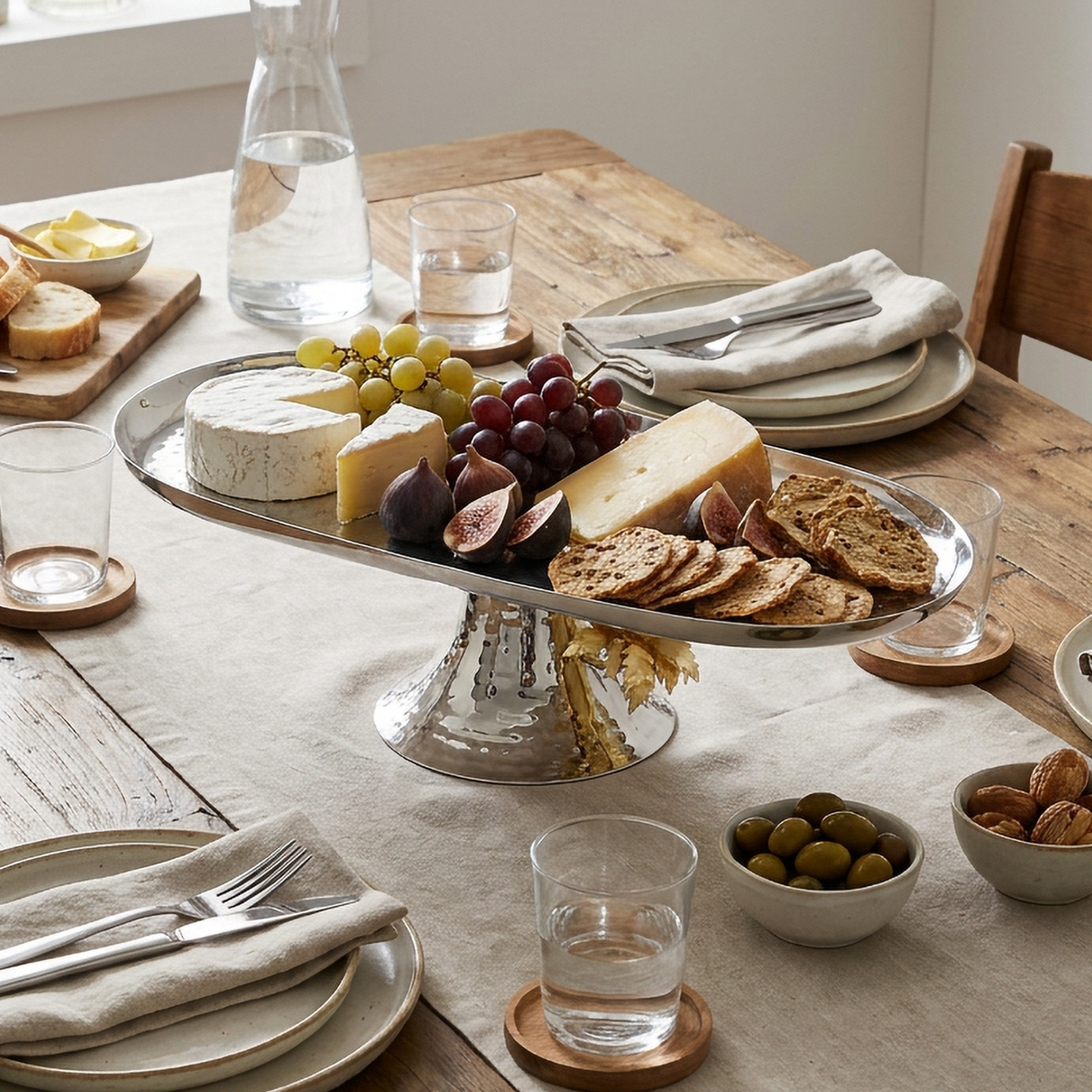 Palm Stainless Steel Platter - 37x18 cms-household-dining-serveware-servingplatters-image-4