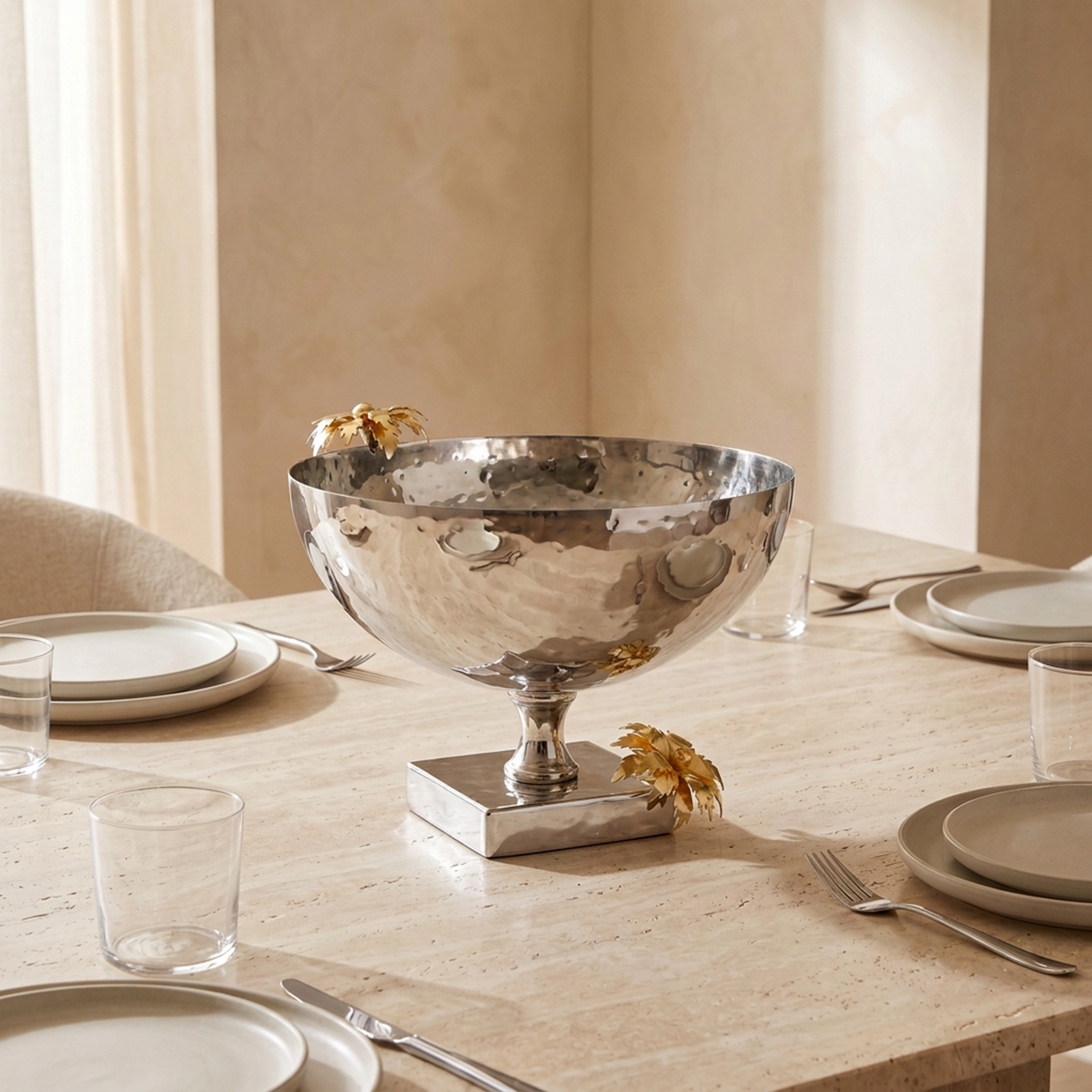 Palm Stainless Steel Decorative Bowl-household-dining-dinnerware-bowls-image-1