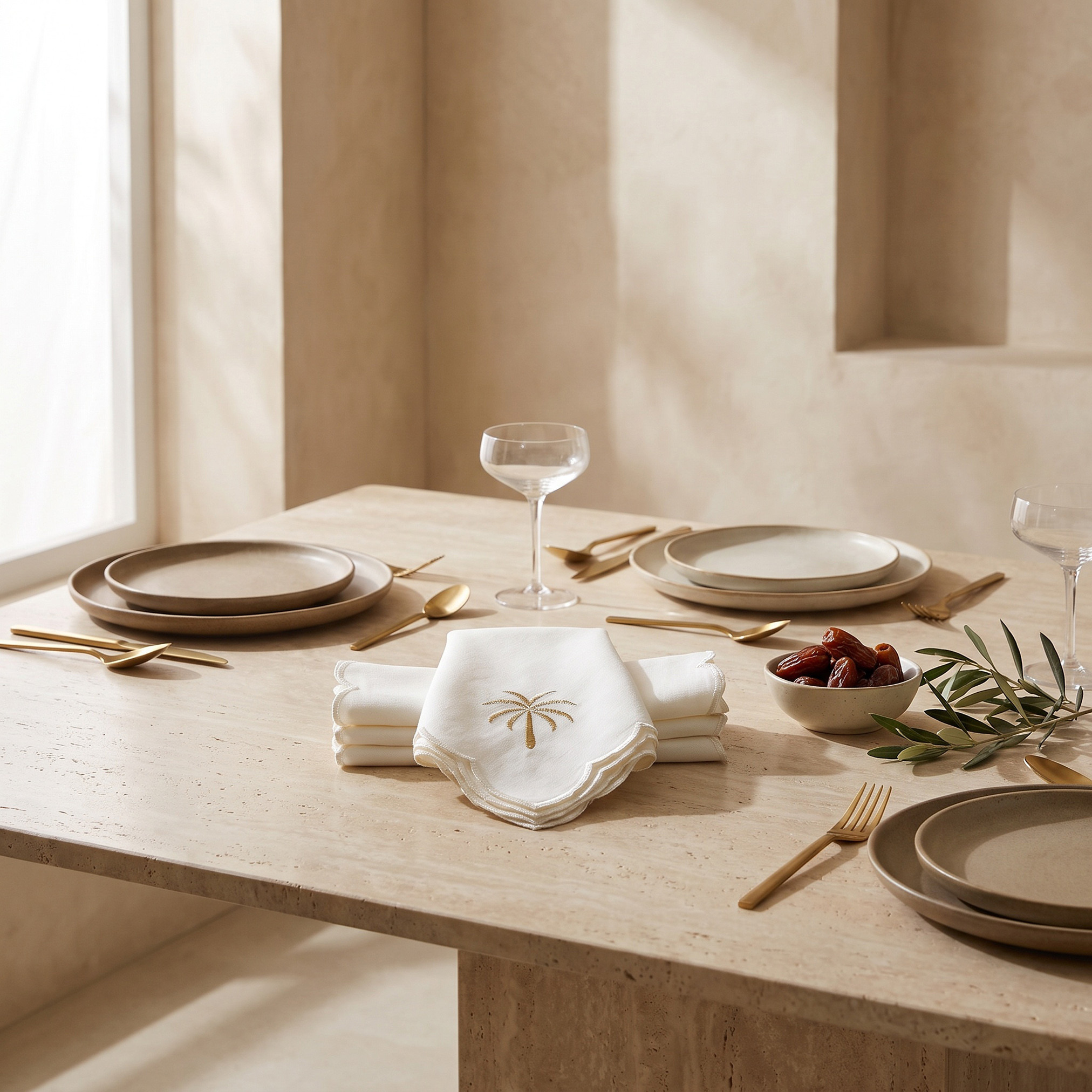 Palm 4-Piece Embroidered Napkin Set - 40x40 cms-household-dining-tablelinen-napkinsandaccessories-image-1