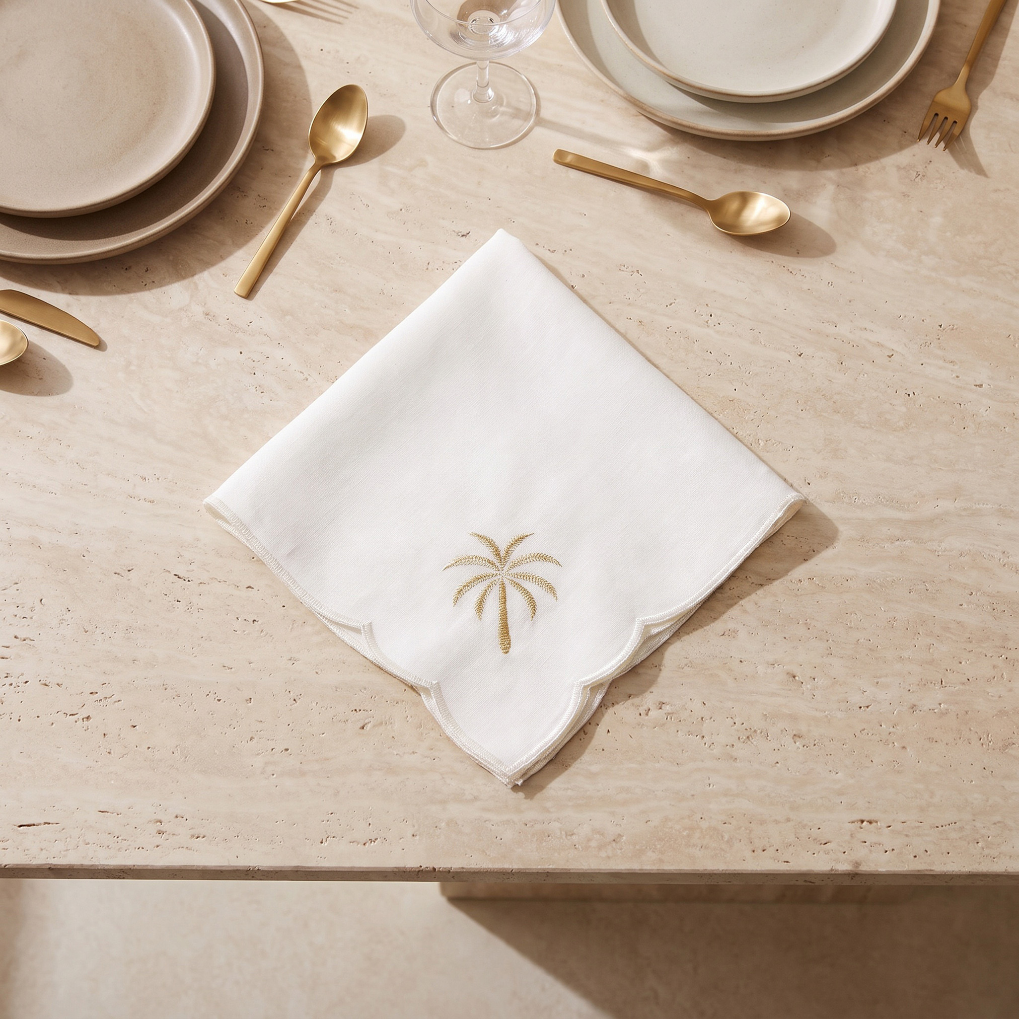 Palm 4-Piece Embroidered Napkin Set - 40x40 cms-household-dining-tablelinen-napkinsandaccessories-image-2