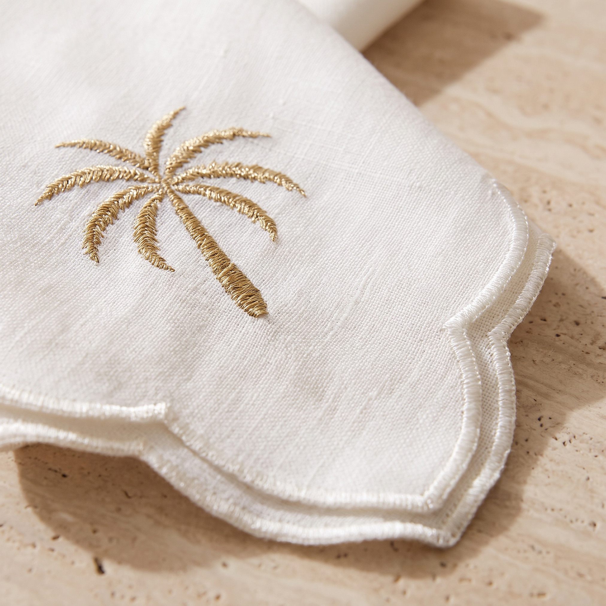 Palm 4-Piece Embroidered Napkin Set - 40x40 cms-household-dining-tablelinen-napkinsandaccessories-image-3