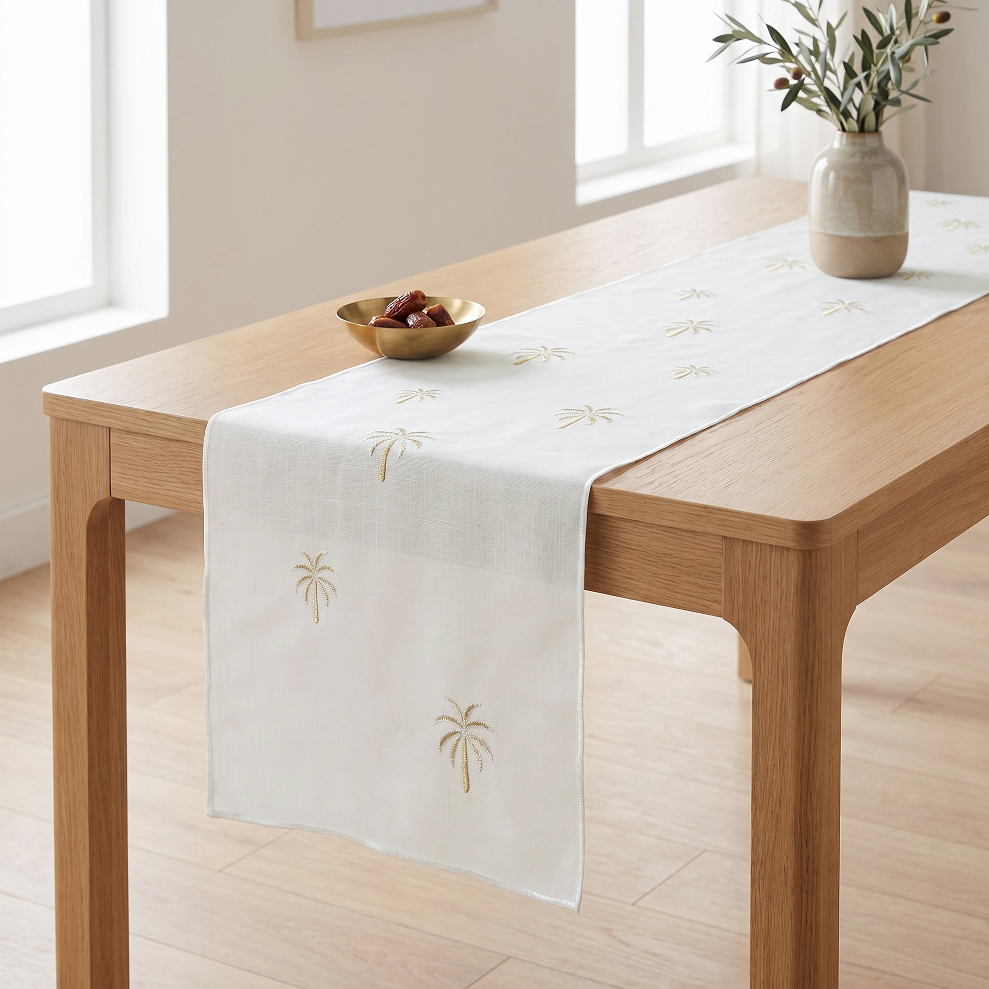 Palm Embroidered Table Runner - 180x35 cms-household-dining-tablelinen-runnersandtablecovers-image-1