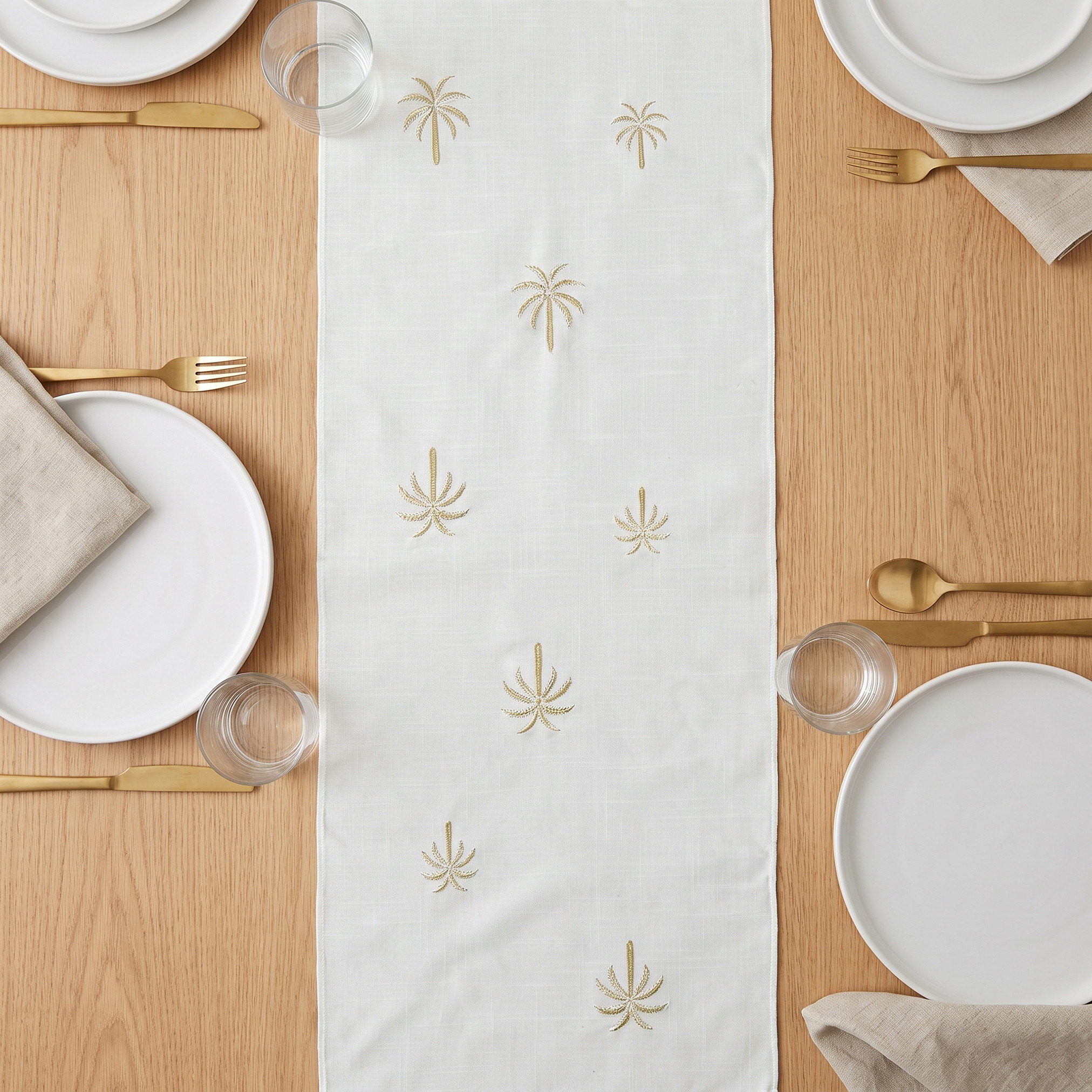 Palm Embroidered Table Runner - 180x35 cms-household-dining-tablelinen-runnersandtablecovers-image-3