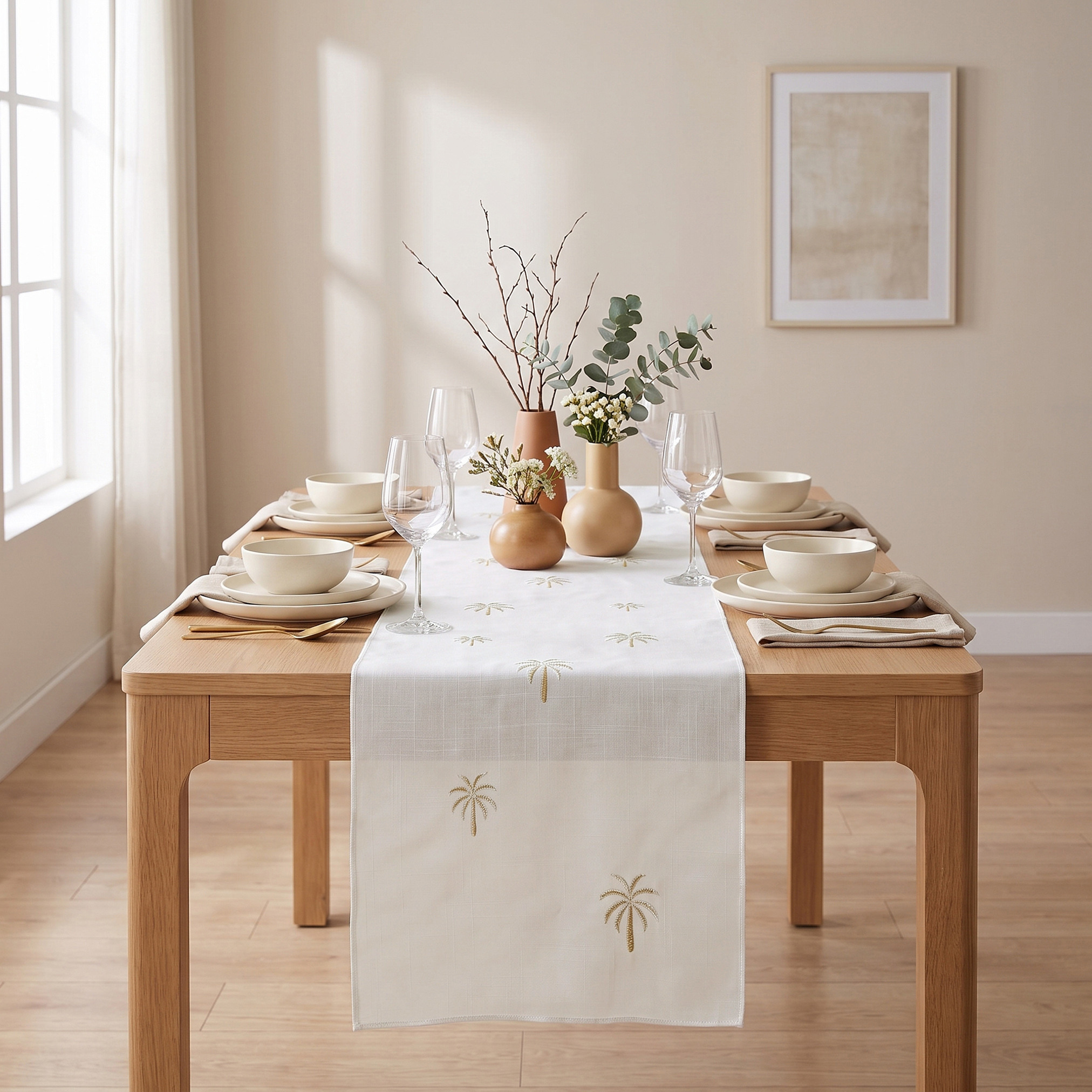 Palm Embroidered Table Runner - 180x35 cms-household-dining-tablelinen-runnersandtablecovers-image-4