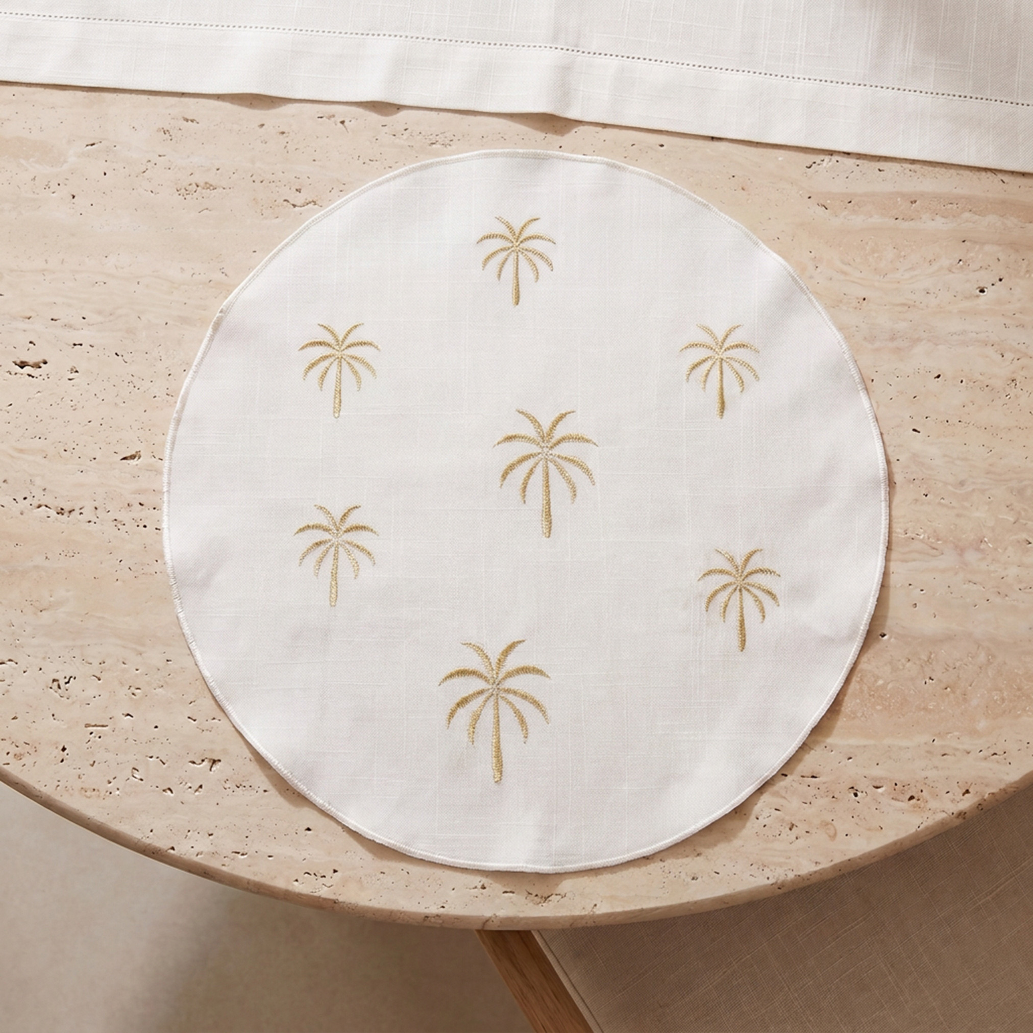 Palm 4-Piece Embroidered Placemat Set - 38 cms-household-dining-tablelinen-runnersandtablecovers-image-1