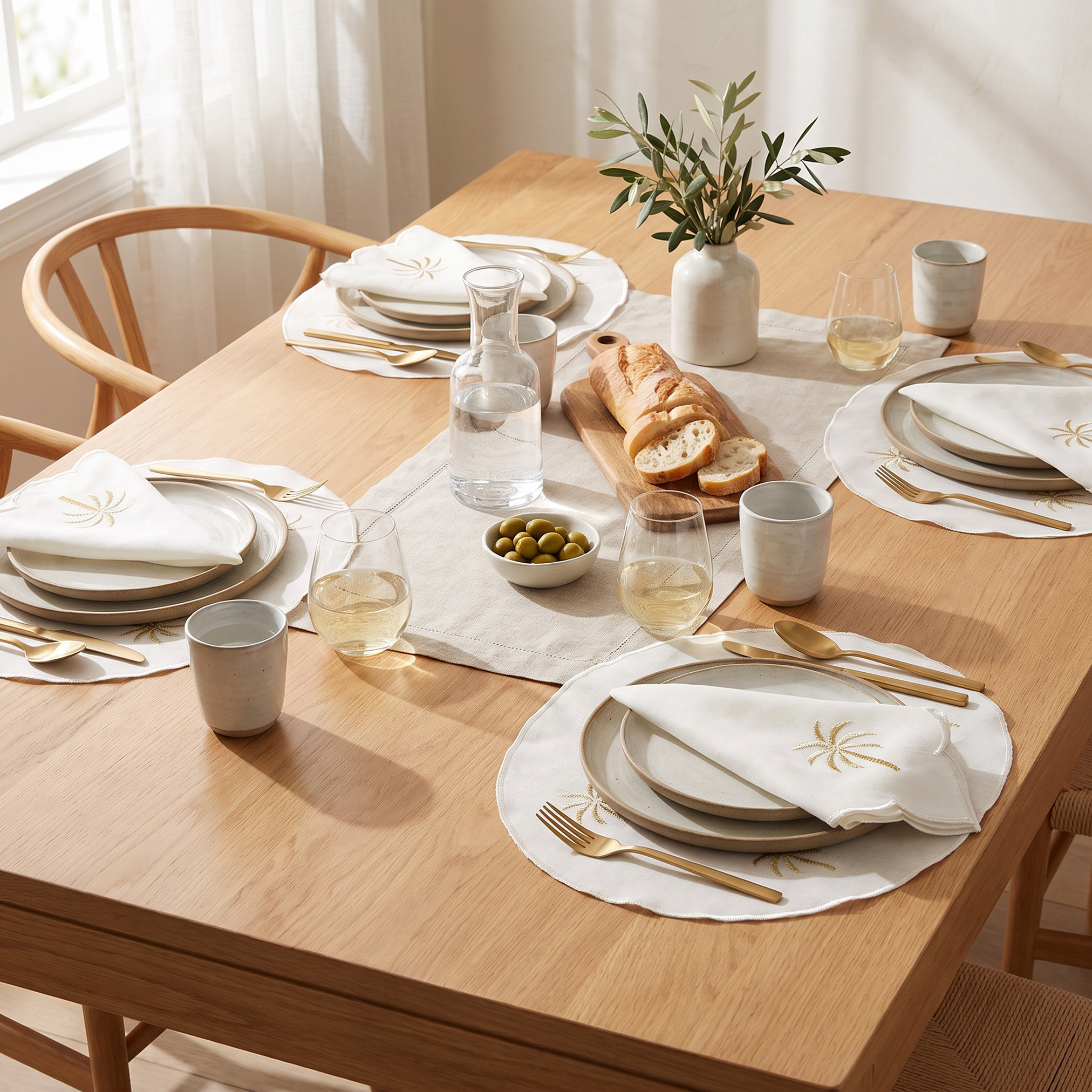 Palm 4-Piece Embroidered Placemat Set - 38 cms-household-dining-tablelinen-runnersandtablecovers-image-3
