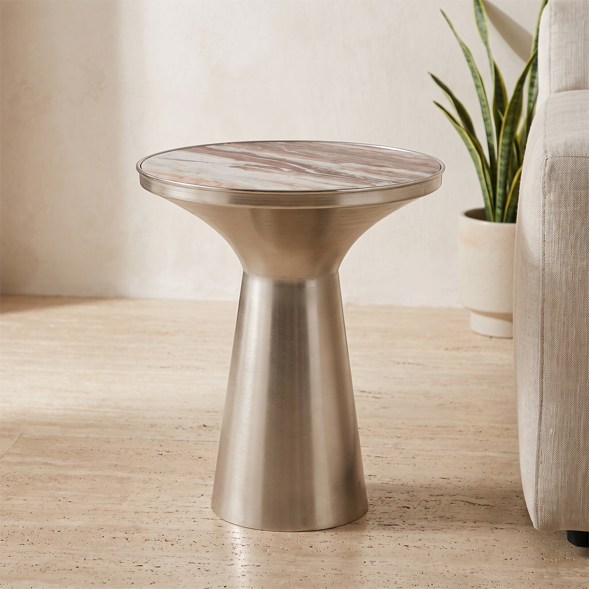 Marble Top Side Table - 51x40x45 cms-furniture-livingroom-sideandendtables-image-1