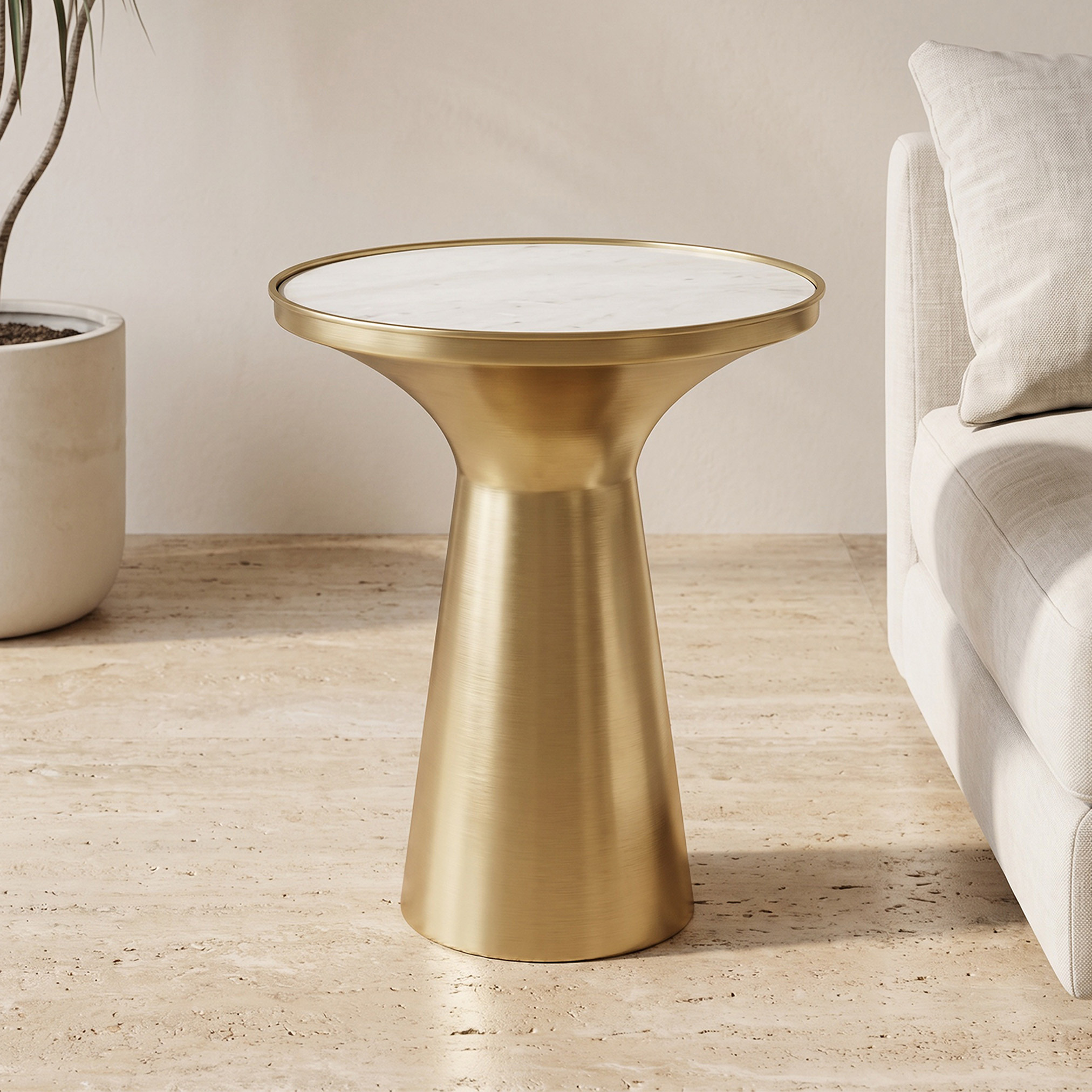 Marble Top Side Table - 51x40x45 cms-furniture-livingroom-sideandendtables-image-1