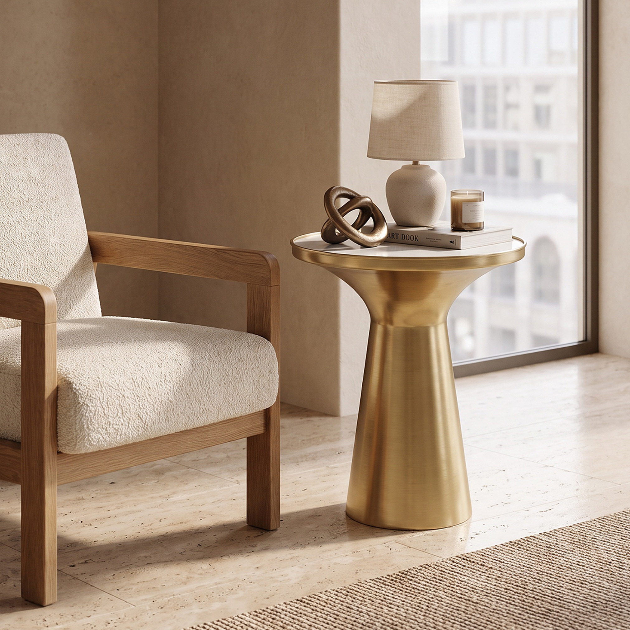 Marble Top Side Table - 51x40x45 cms-furniture-livingroom-sideandendtables-image-4
