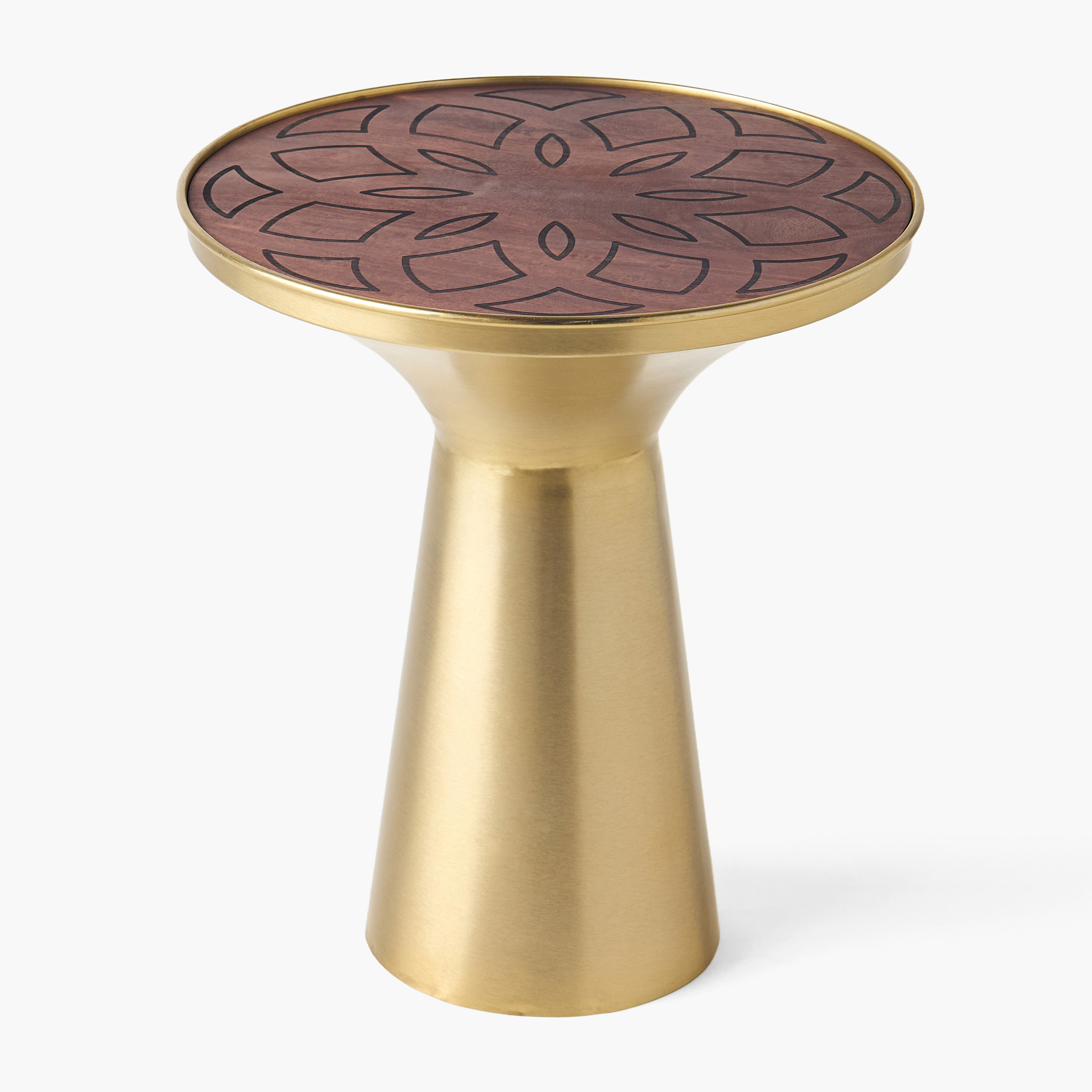 Wooden Top Side Table with Pedestal Base - 51x40x45 cms-furniture-livingroom-consoletablesandmirrors-image-1