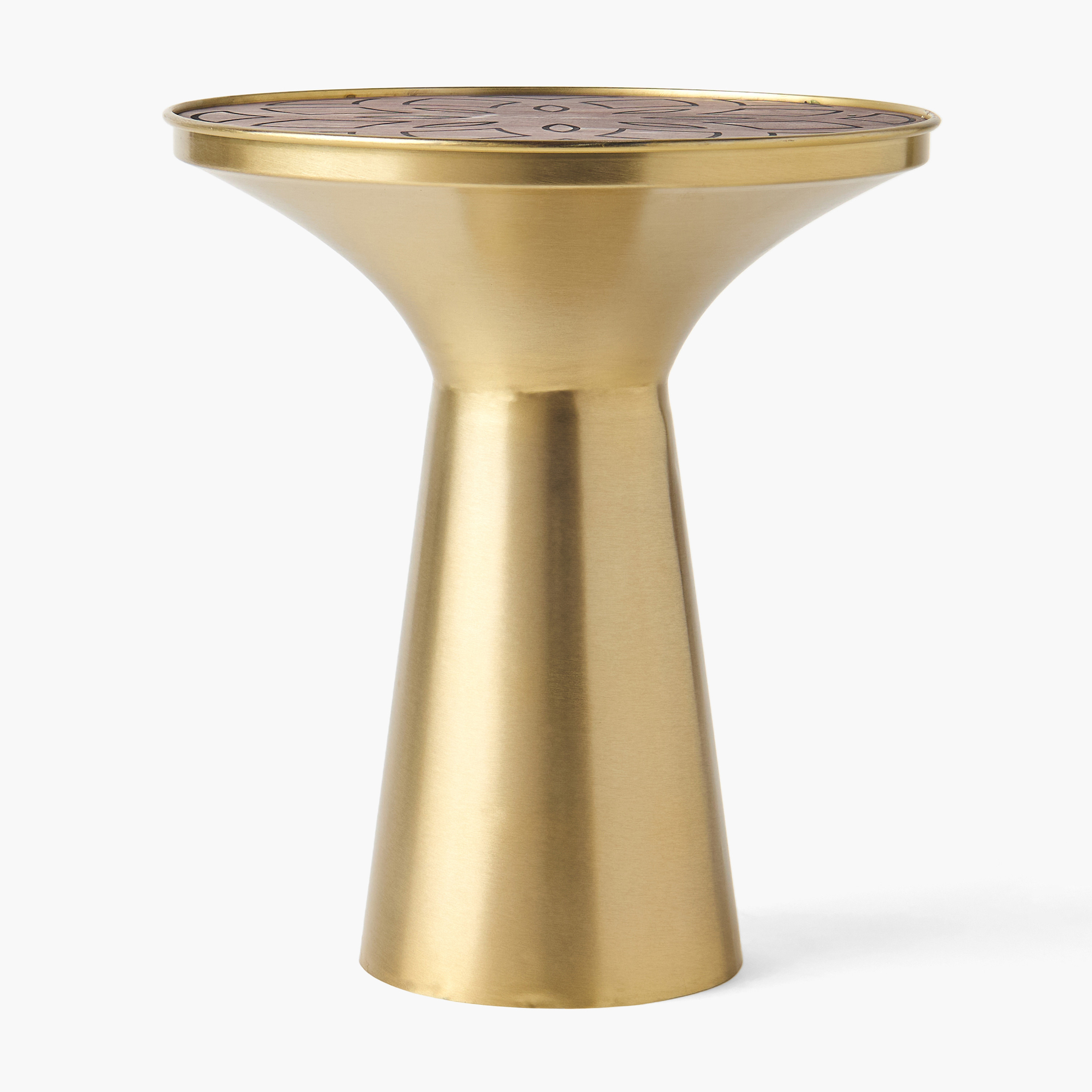 Wooden Top Side Table with Pedestal Base - 51x40x45 cms-furniture-livingroom-consoletablesandmirrors-image-2