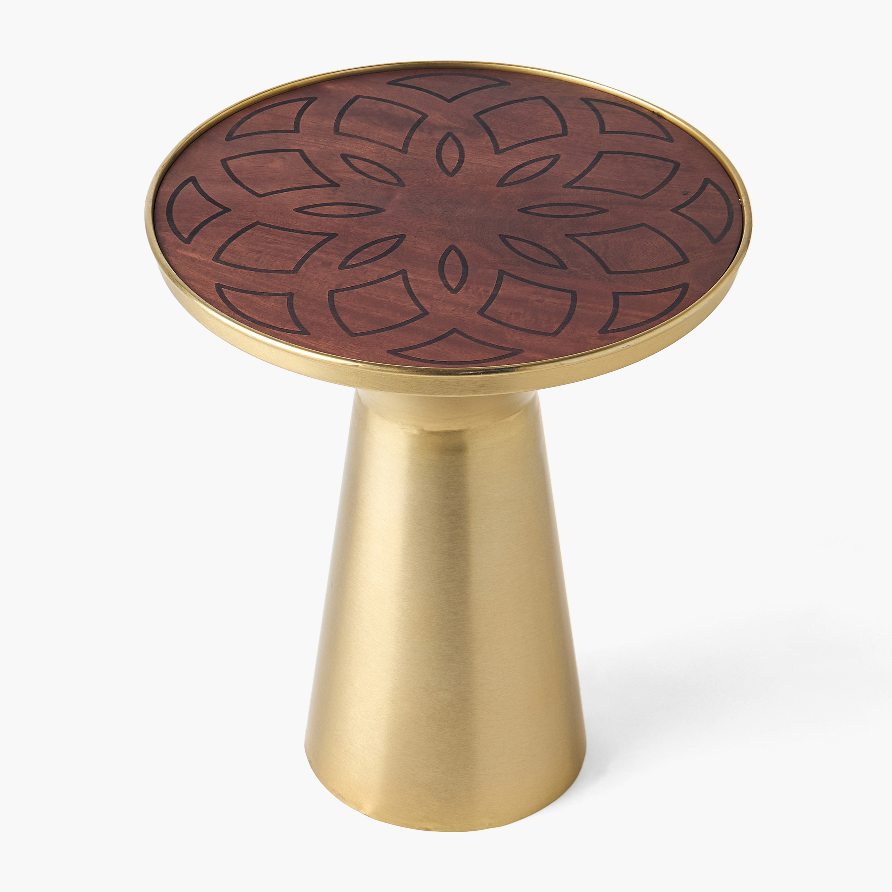 Wooden Top Side Table with Pedestal Base - 51x40x45 cms-furniture-livingroom-consoletablesandmirrors-image-3