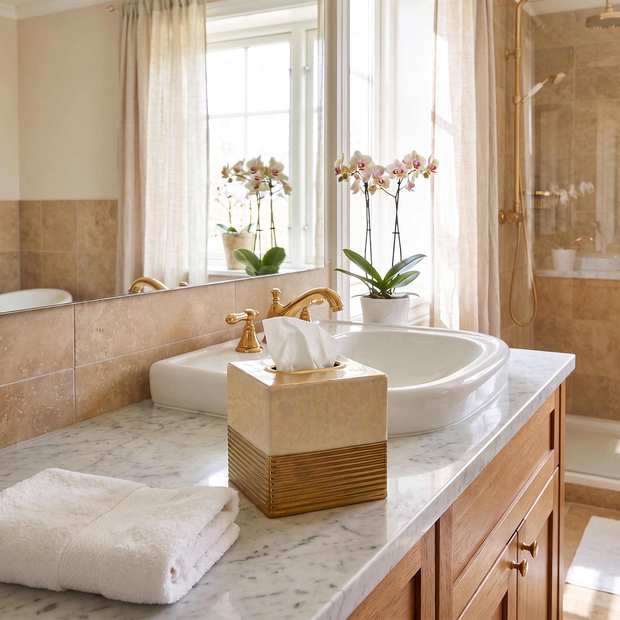 Half Enamel Metallic Tissue Box-household-bathandlaundry-bathaccessories-bathaccessorysets-image-4