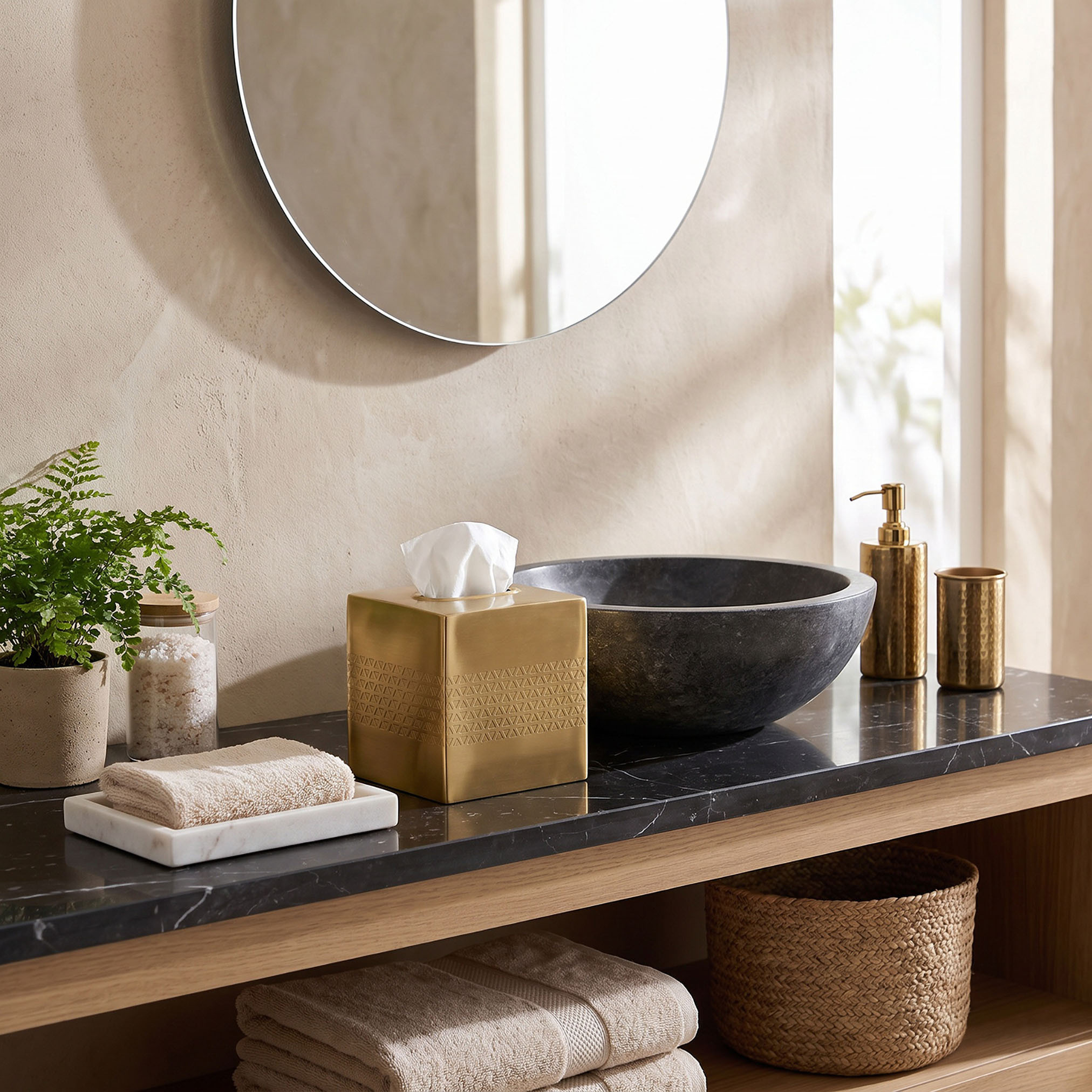 علبة مناديل معدنية بنقوش هندسية-household-bathandlaundry-bathaccessories-tissueboxesandcottonjars-image-4