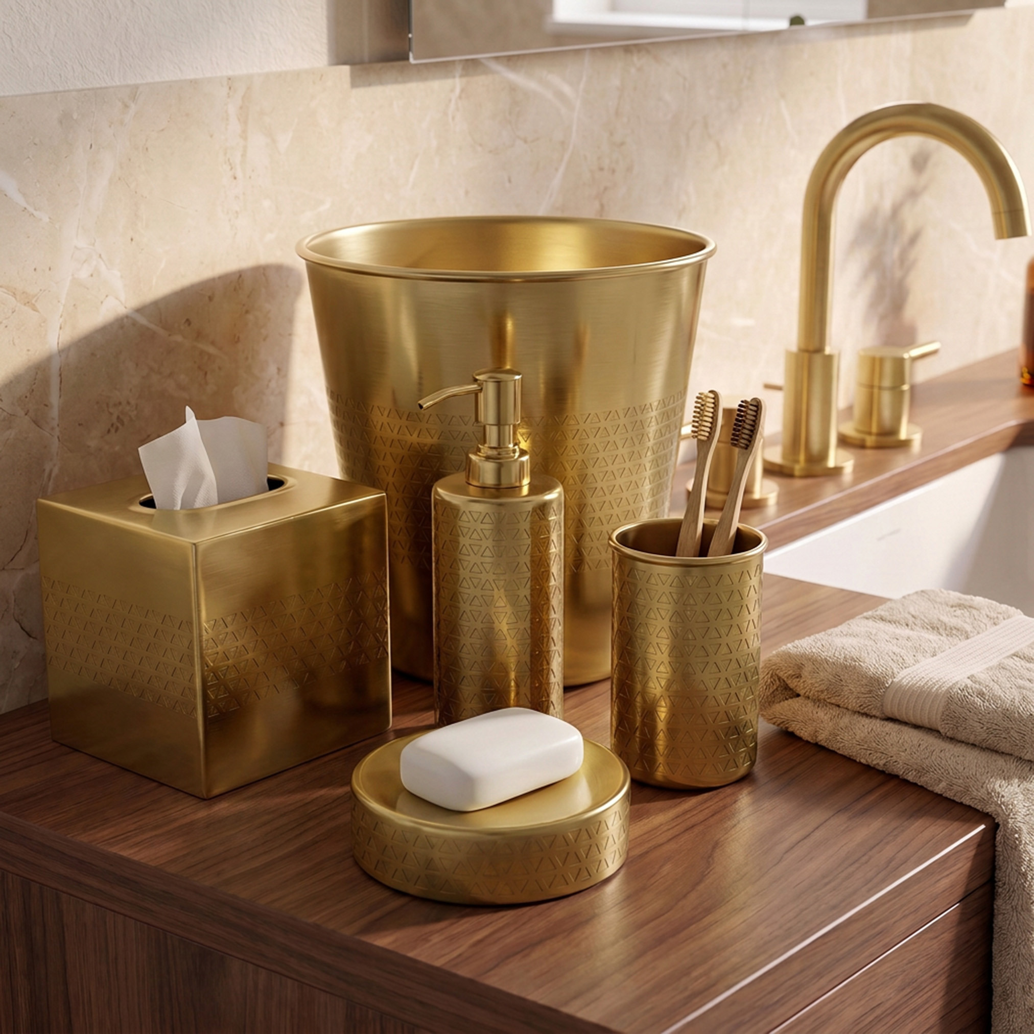 كوب معدن بنقوش هندسية-household-bathandlaundry-bathaccessories-toothbrushholdersandtumblers-image-5