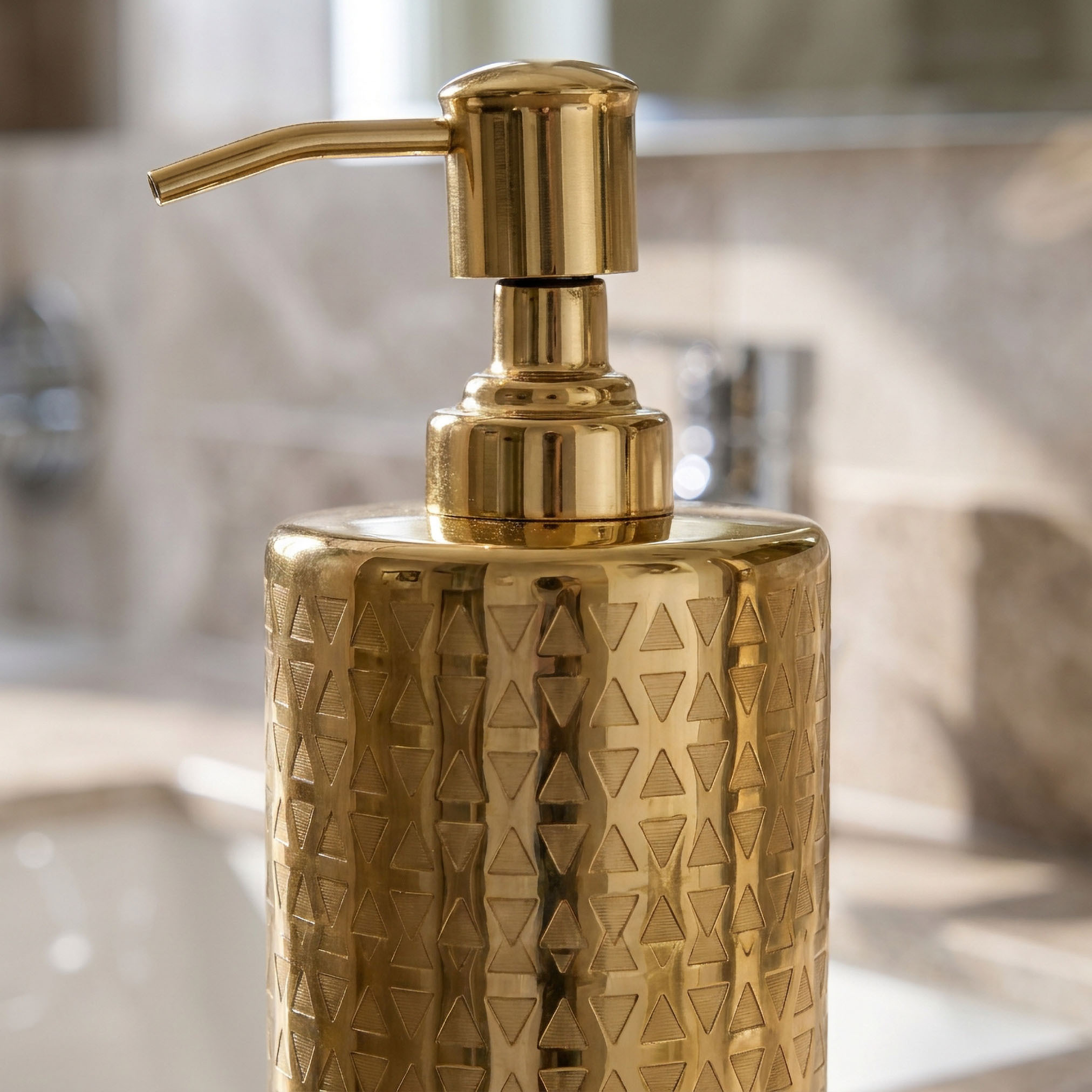 Geo Etched Metallic Lotion Dispenser-household-bathandlaundry-bathaccessories-soapdishesanddispensers-image-3