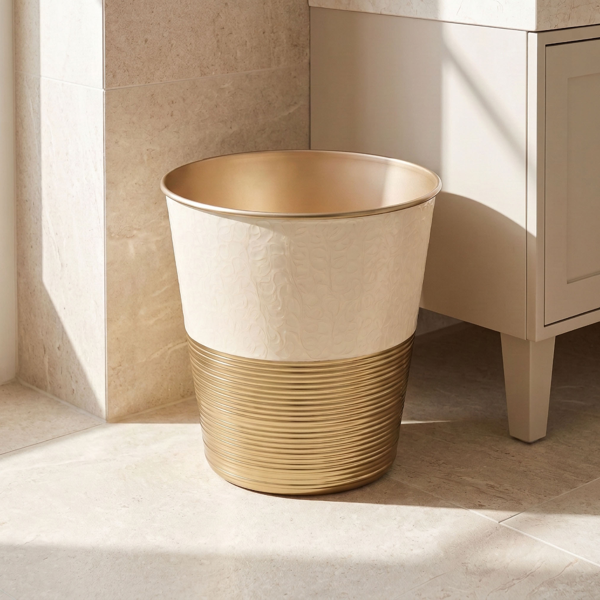 Half Enamel Metallic Waste Bin-household-bathandlaundry-bathaccessories-bathaccessorysets-image-1
